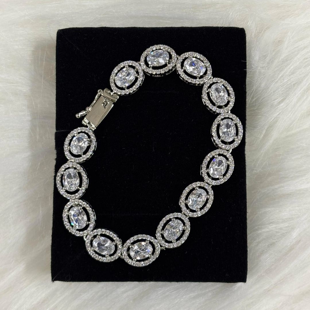 Rhodium Plated Cubic Zirconia Tennis Bracelet