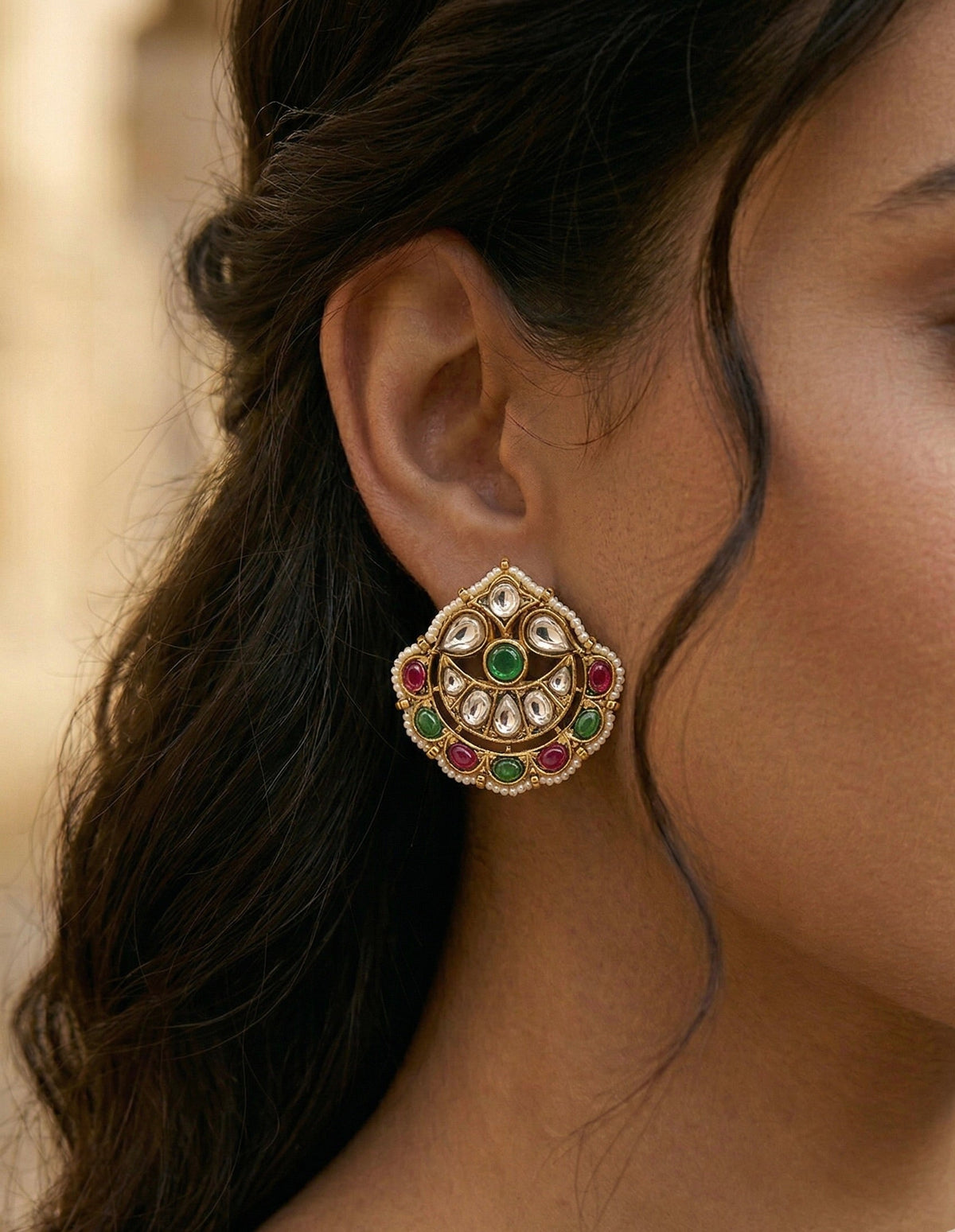 Meera Navratna Disc Studs