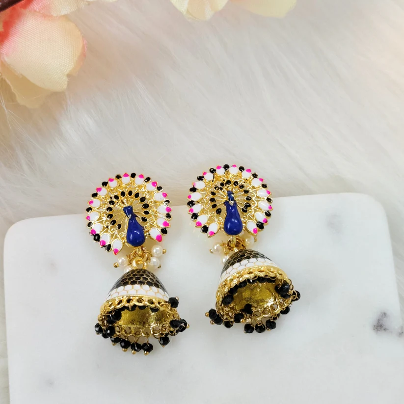 Gold Plated Peacock Earrings