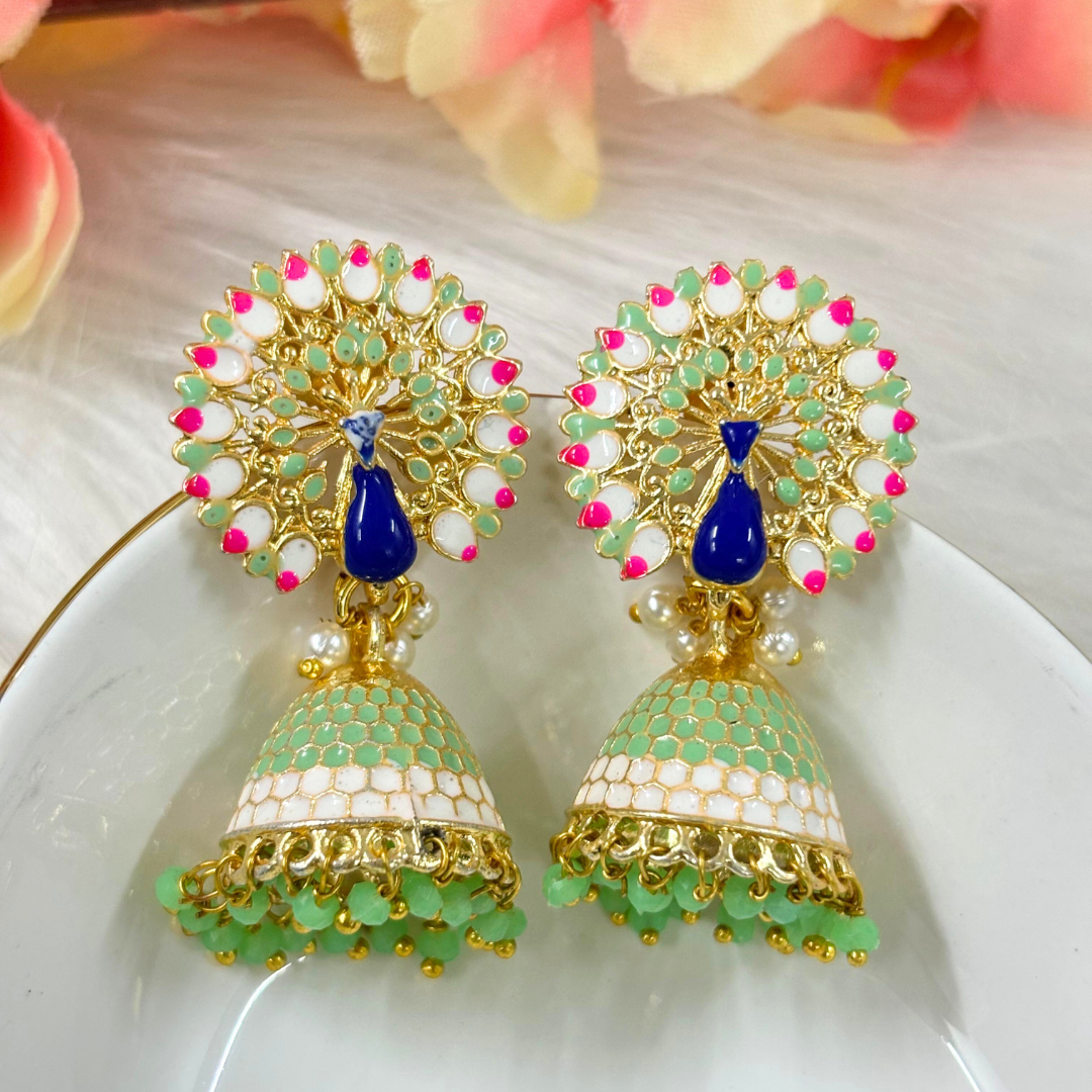 Gold Plated Peacock Earrings