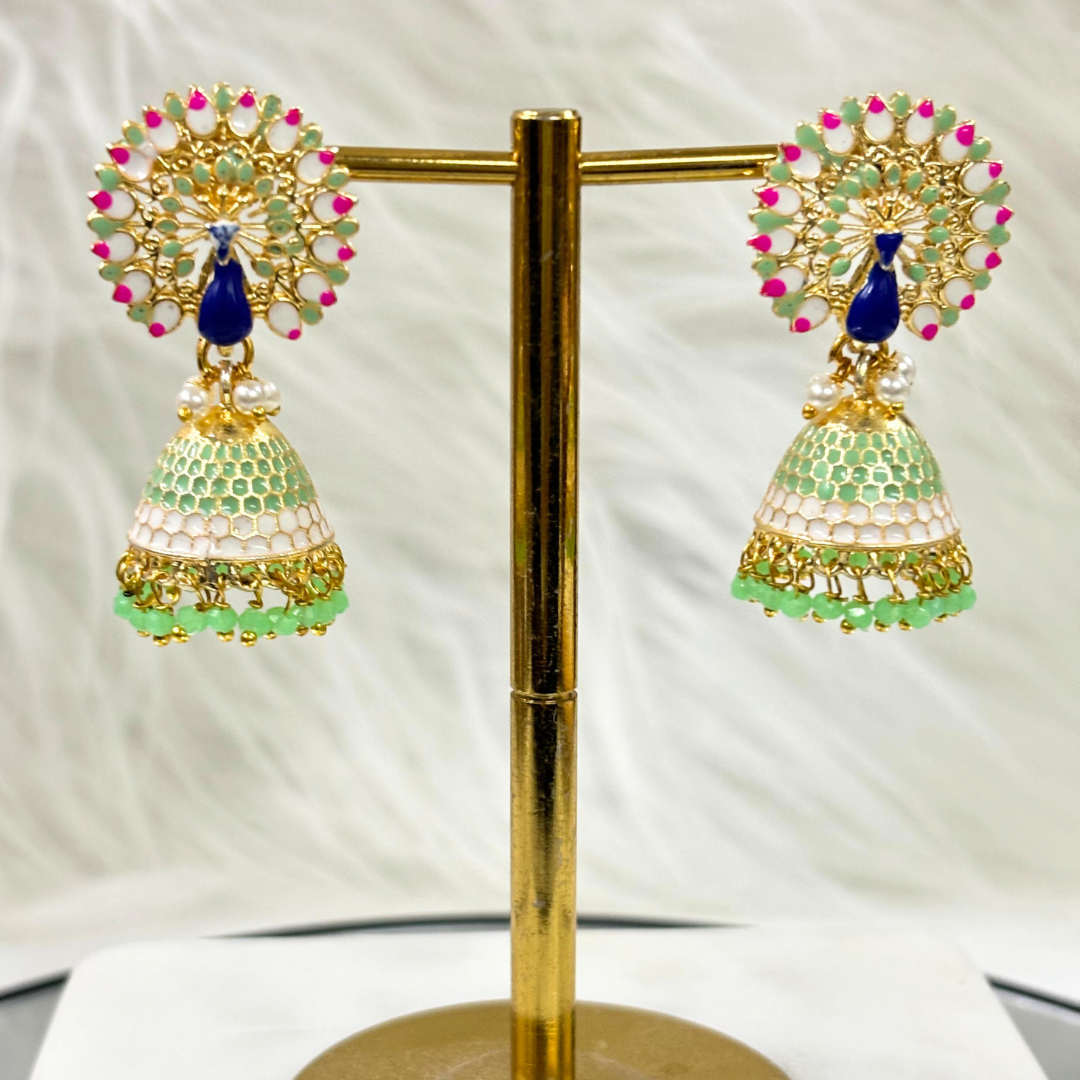 Gold Plated Peacock Earrings