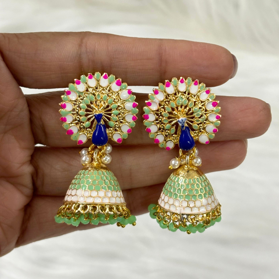 Gold Plated Peacock Earrings