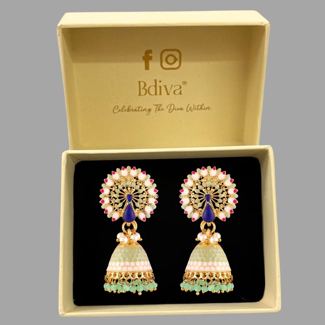 Gold Plated Peacock Earrings