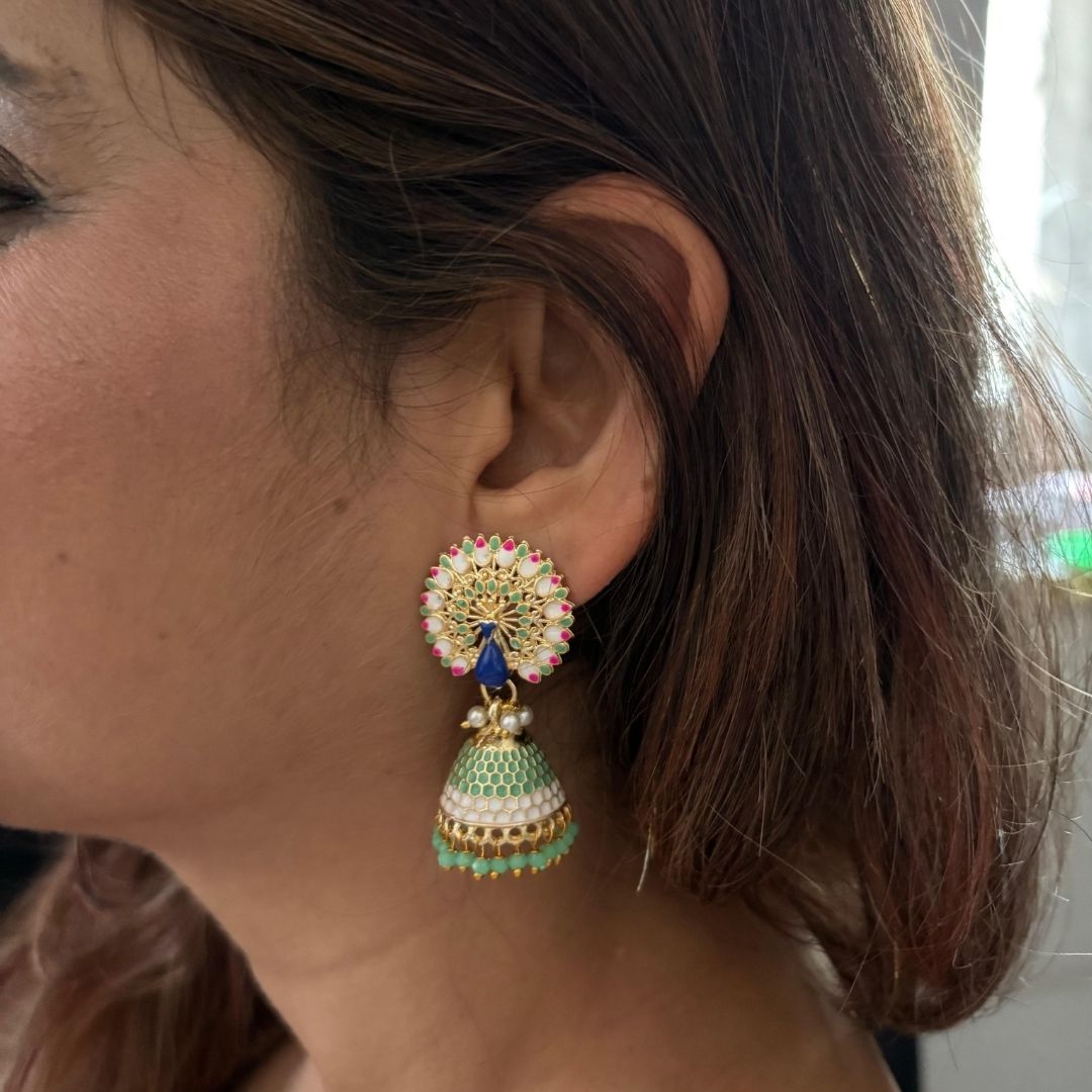 Gold Plated Peacock Earrings