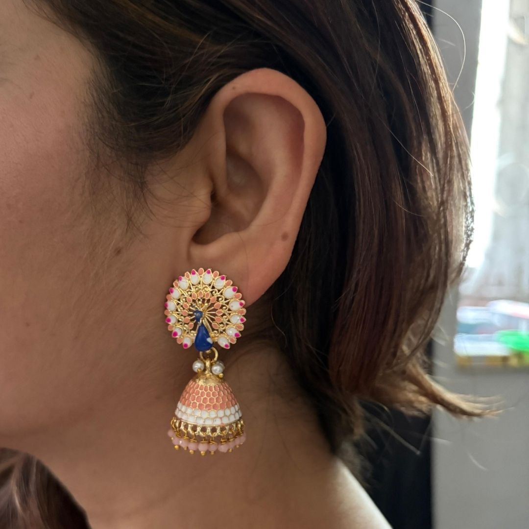 Gold Plated Peacock Earrings