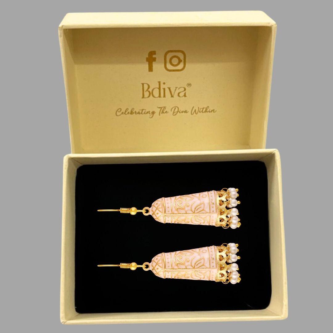 Gold Plated Enamel Earrings
