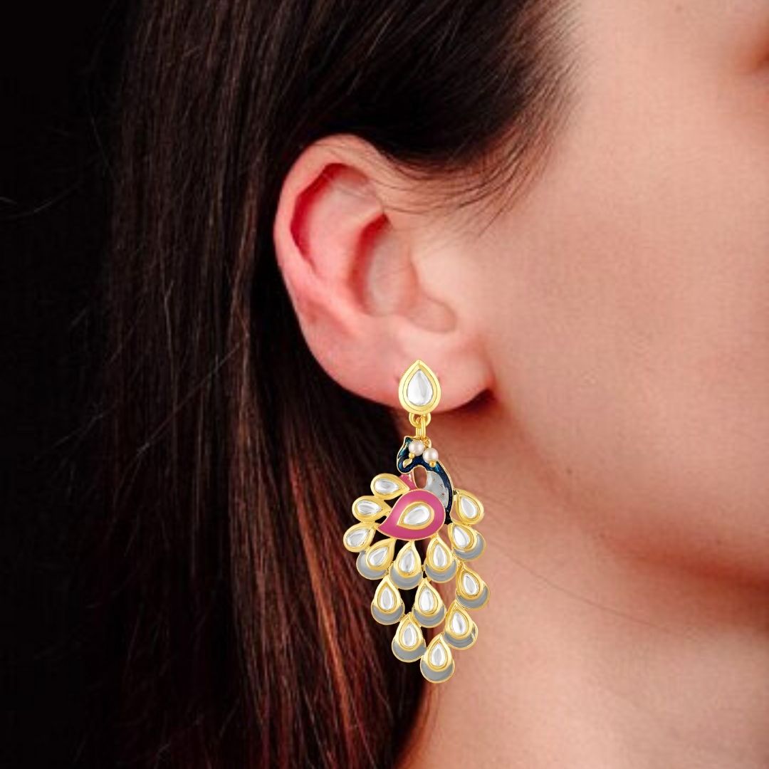 Gold Plated Peacock Earrings