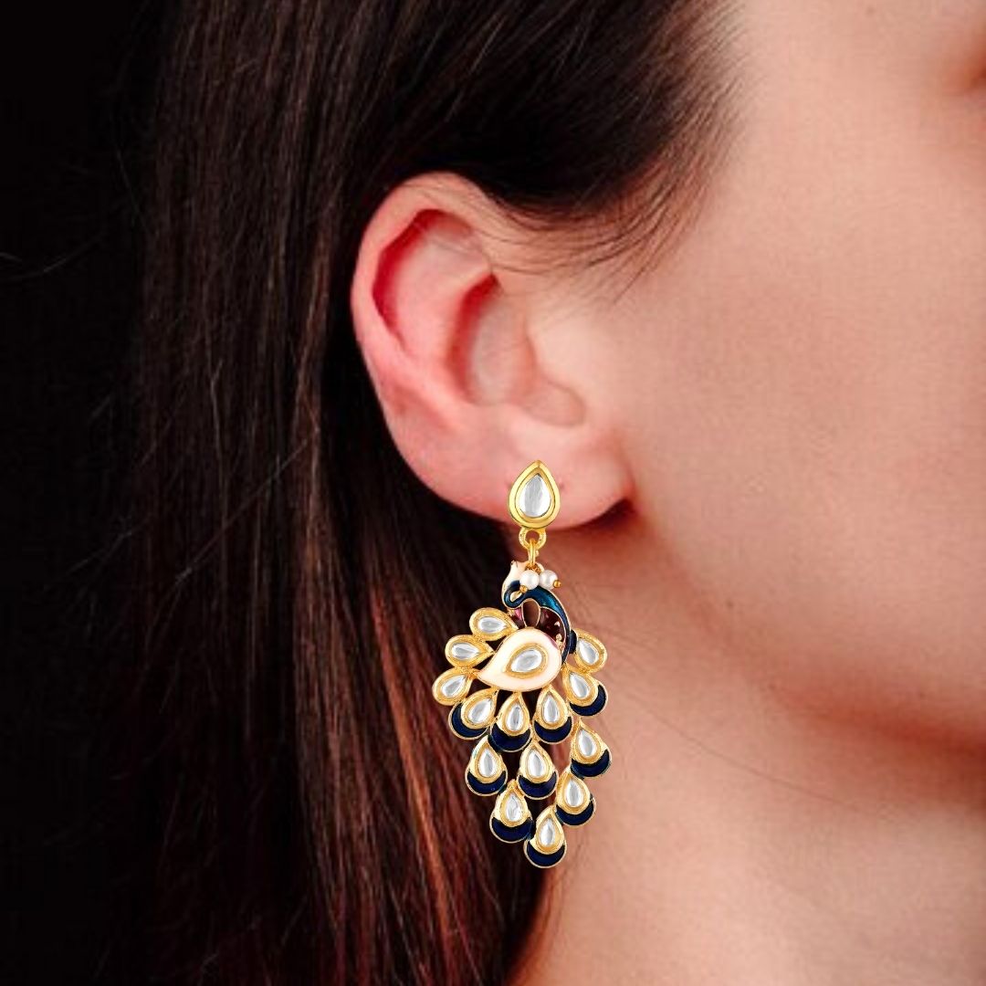 Gold Plated Peacock Earrings