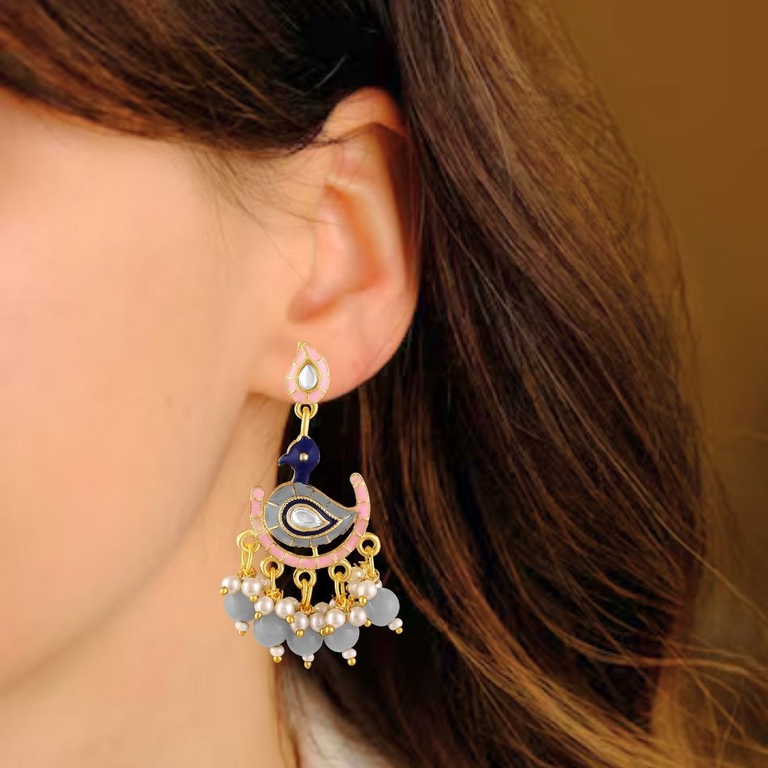 Gold Plated Peacock Earrings