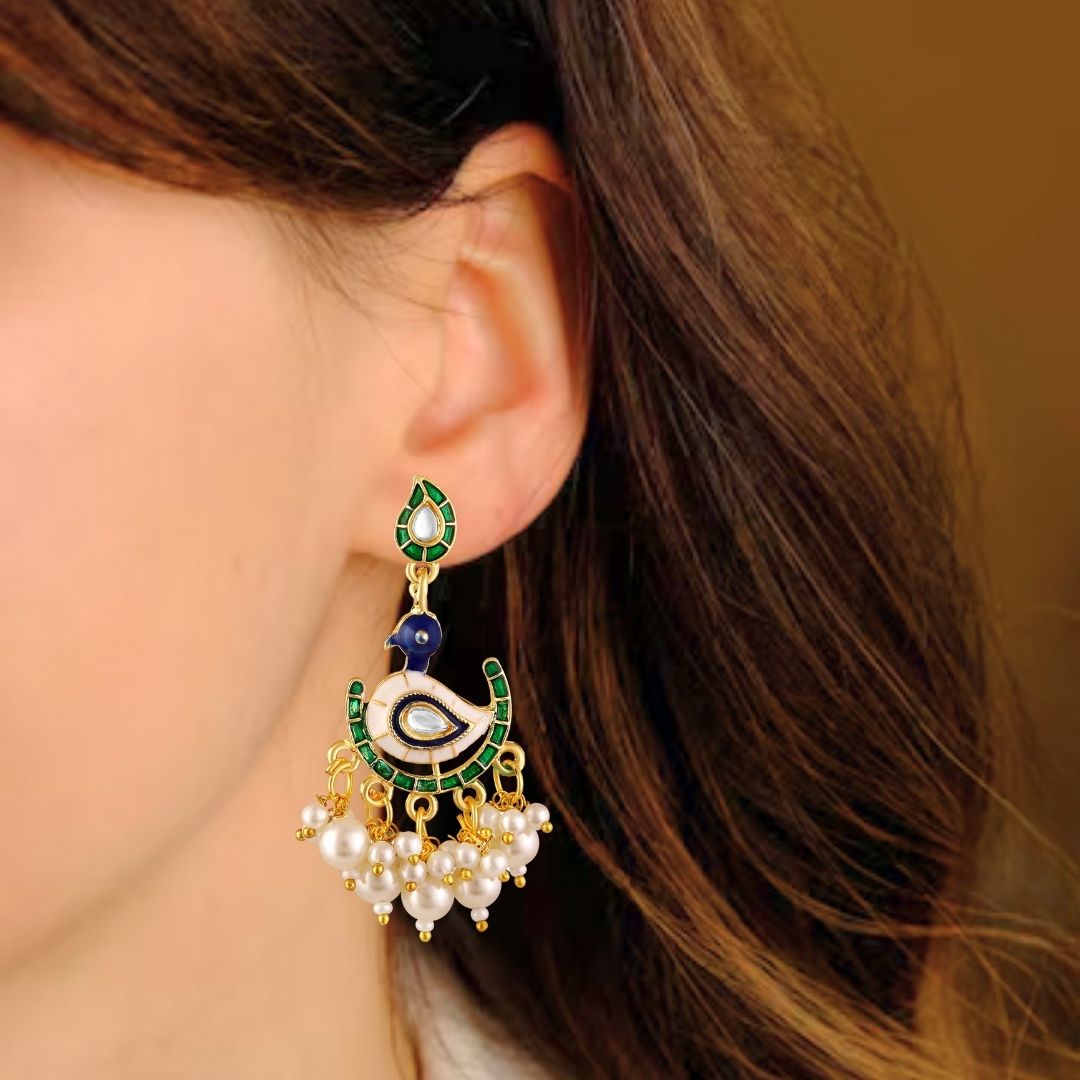 Gold Plated Peacock Earrings