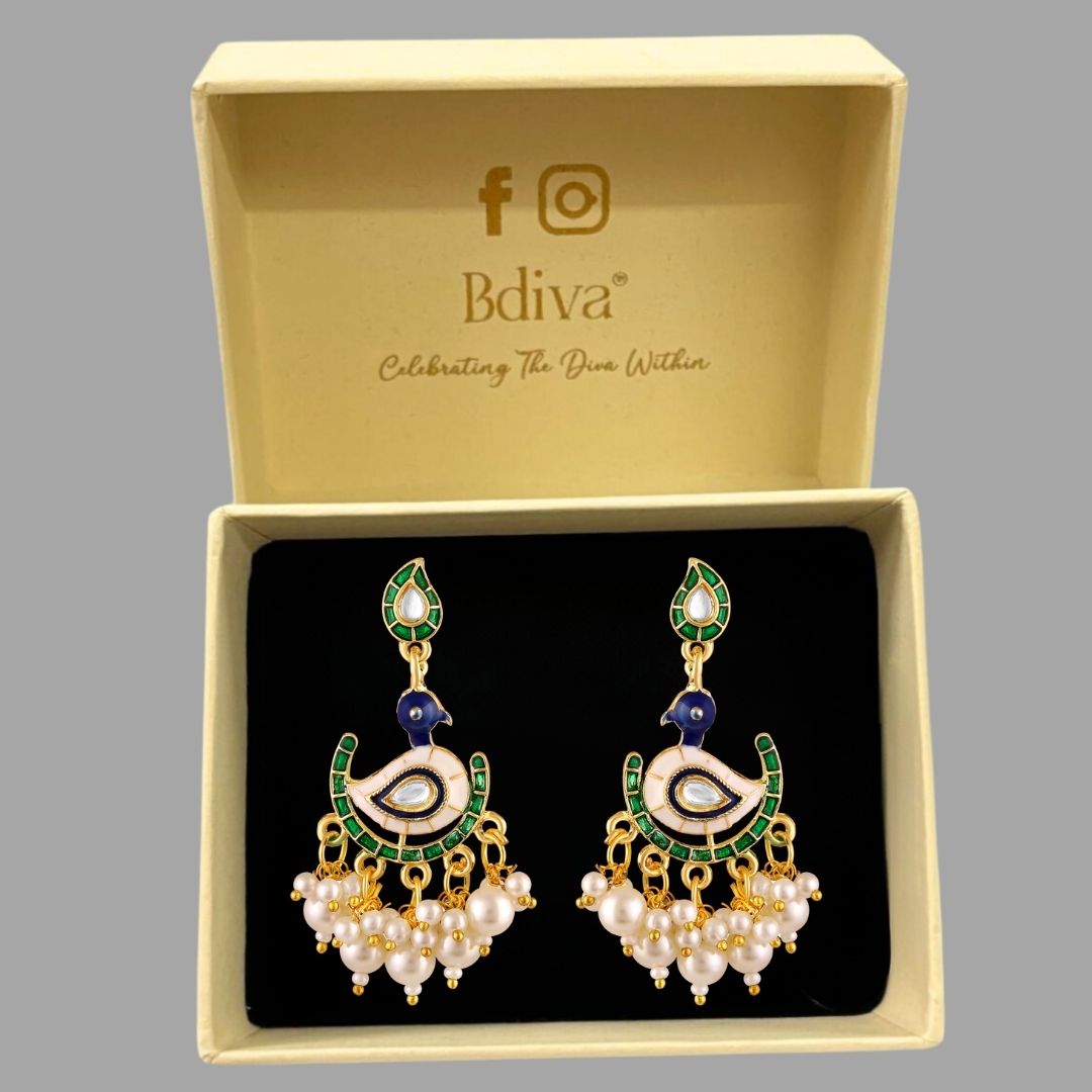 Gold Plated Peacock Earrings