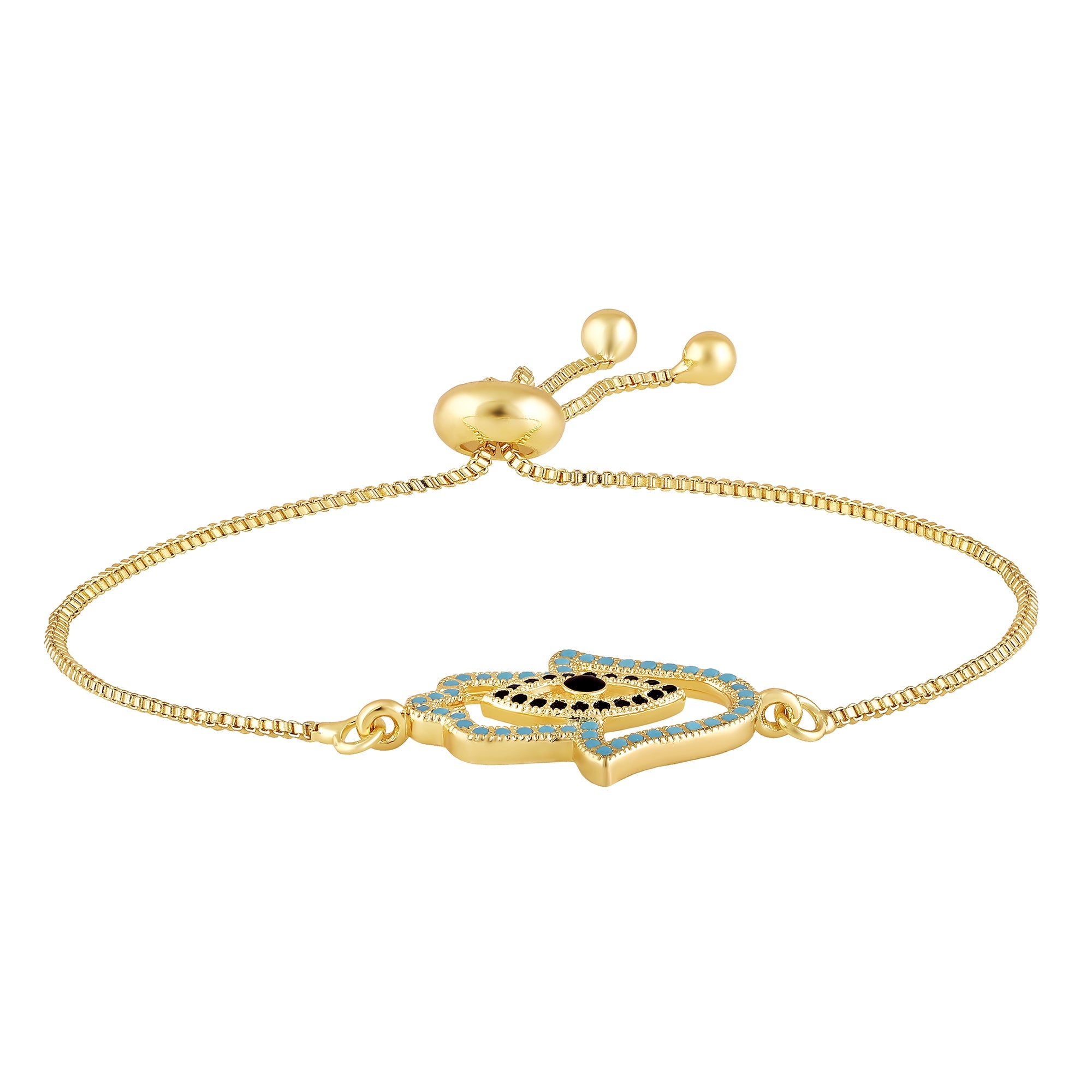 Gold-Plated Evil Eye Adjustable Bracelet