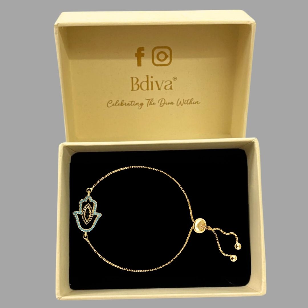 Gold-Plated Evil Eye Adjustable Bracelet