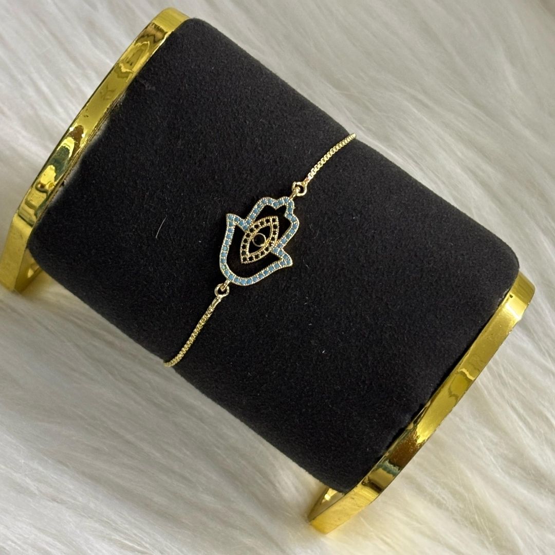 Gold-Plated Evil Eye Adjustable Bracelet