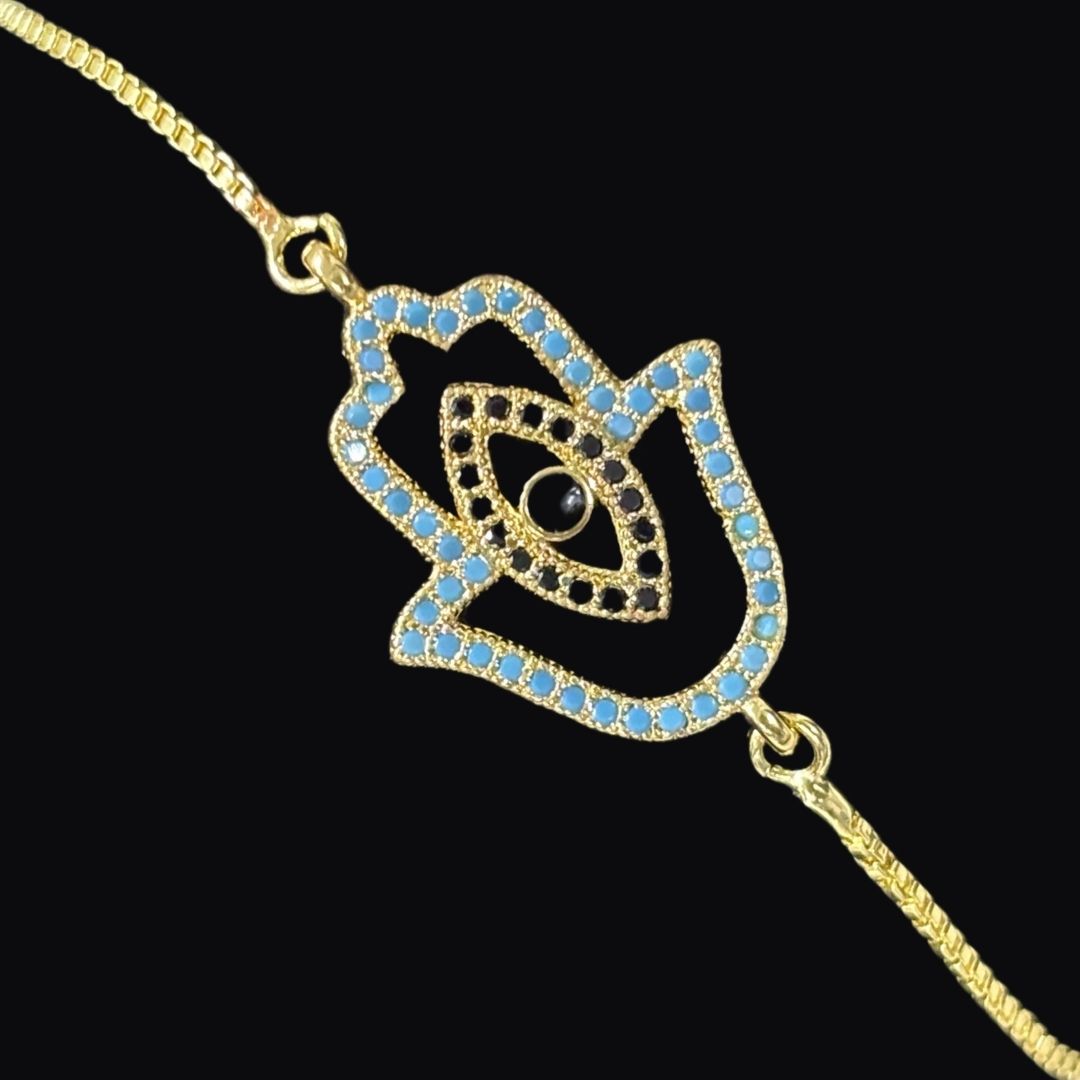 Gold-Plated Evil Eye Adjustable Bracelet