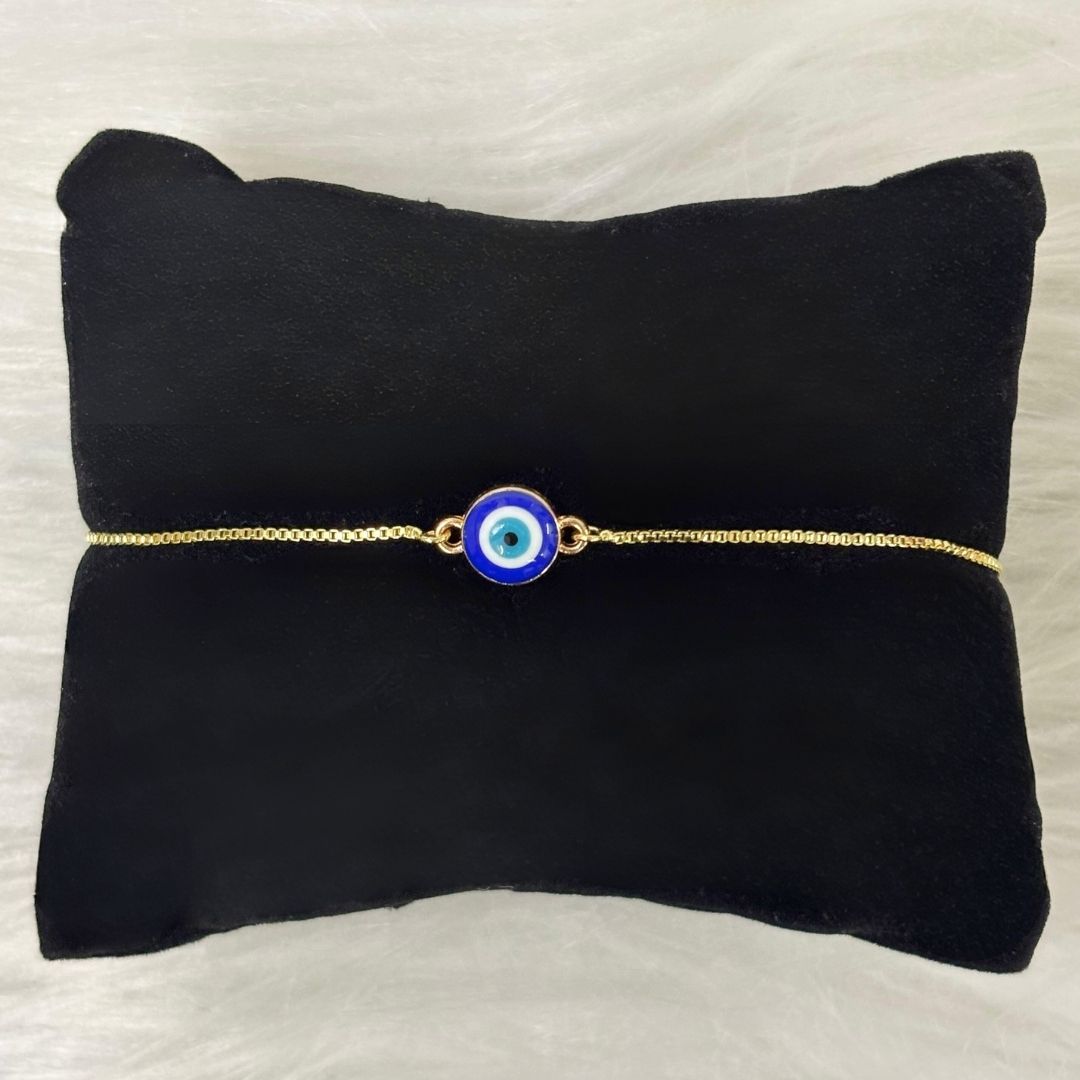 Gold-Plated Evil Eye Adjustable Bracelet