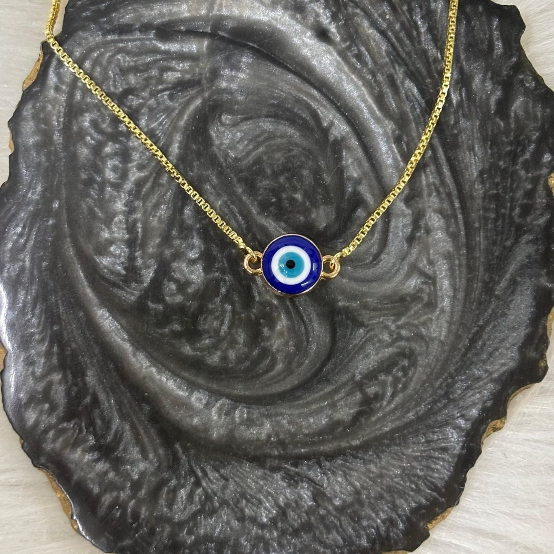 Gold-Plated Evil Eye Adjustable Bracelet