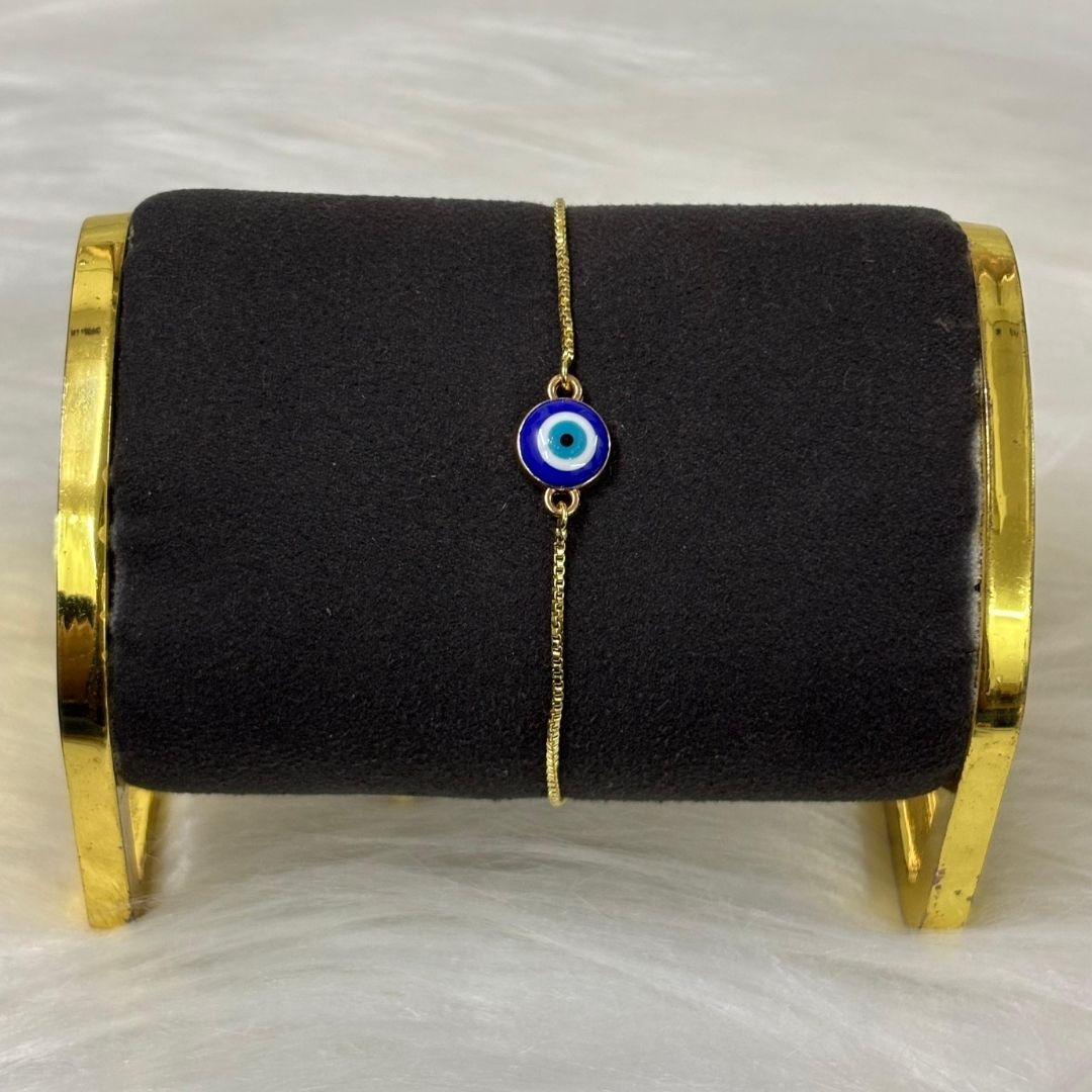 Gold-Plated Evil Eye Adjustable Bracelet