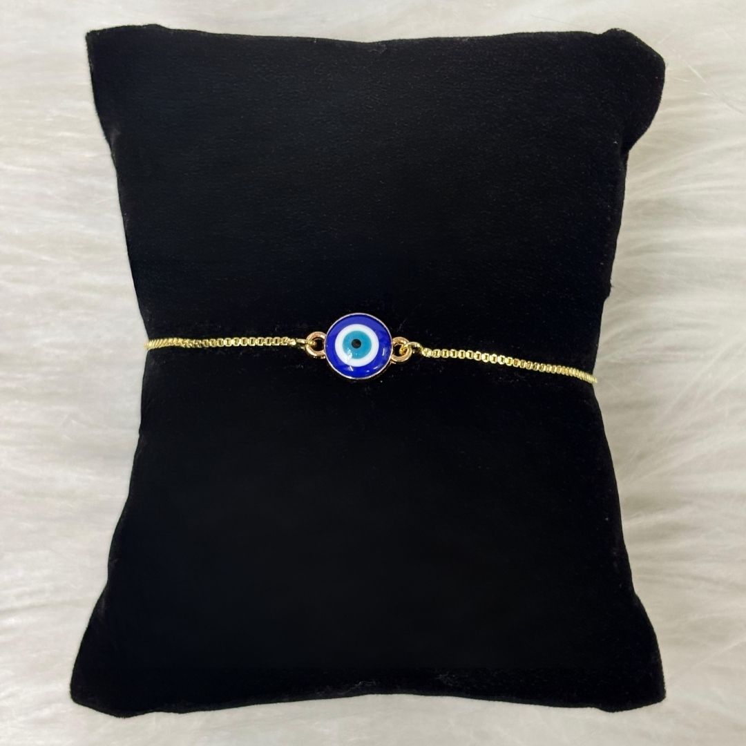 Gold-Plated Evil Eye Adjustable Bracelet