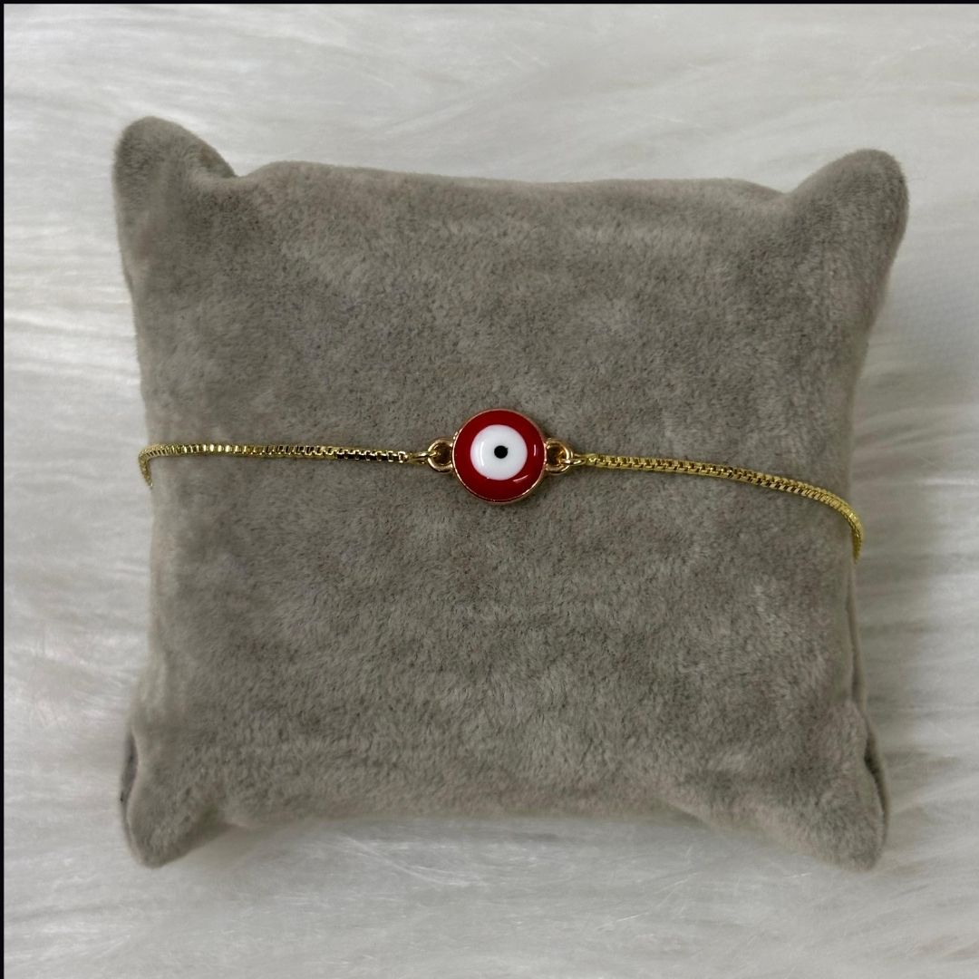 Gold-Plated Evil Eye Adjustable Bracelet