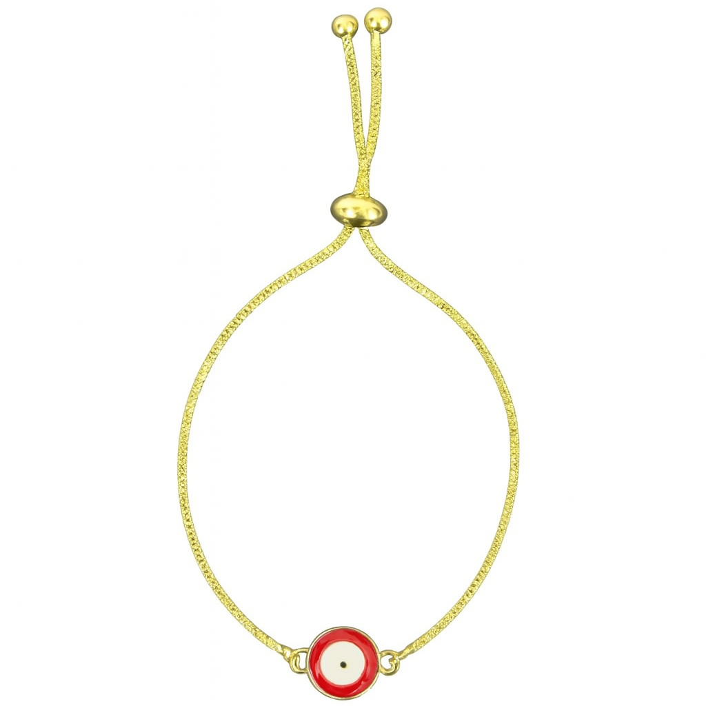 Gold-Plated Evil Eye Adjustable Bracelet