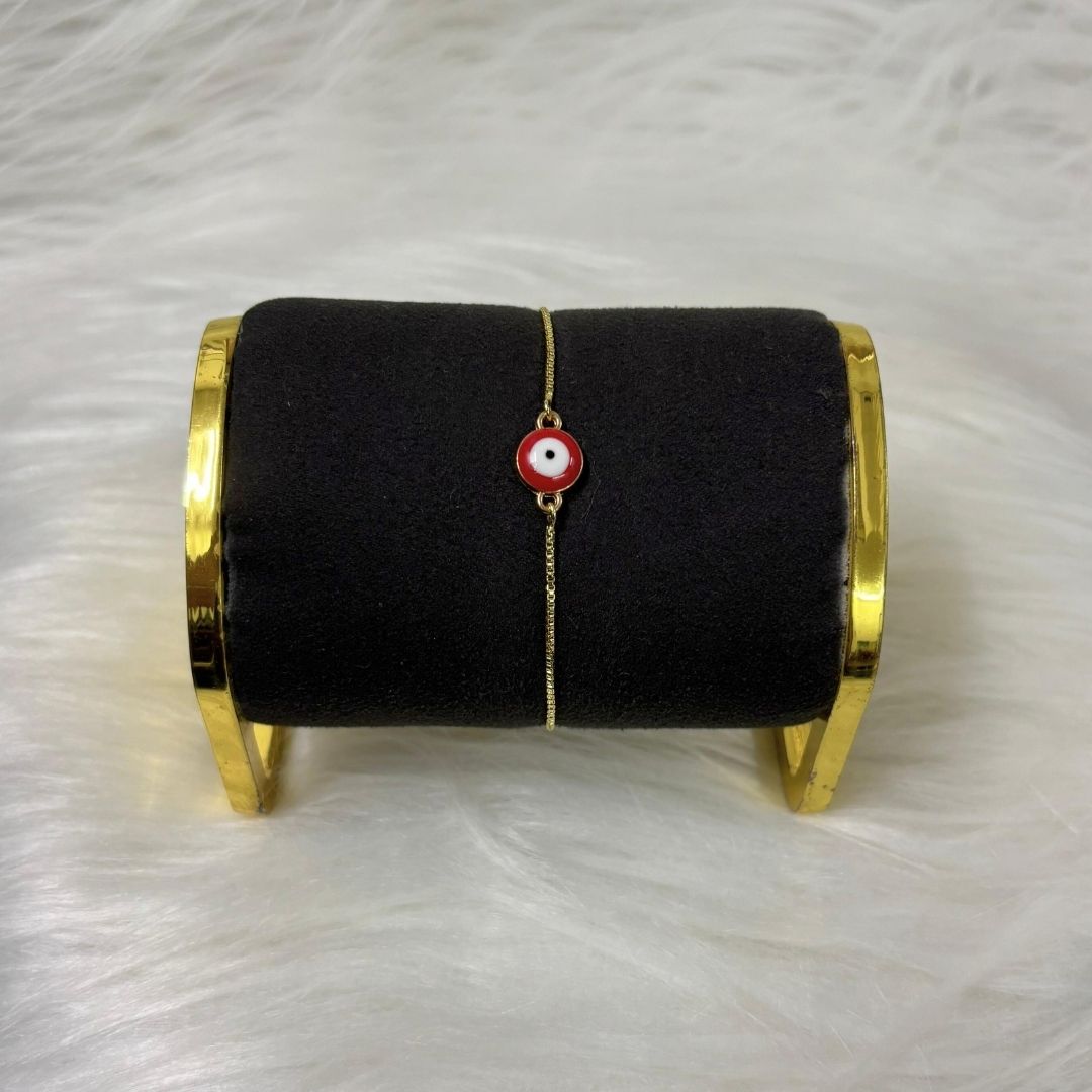 Gold-Plated Evil Eye Adjustable Bracelet