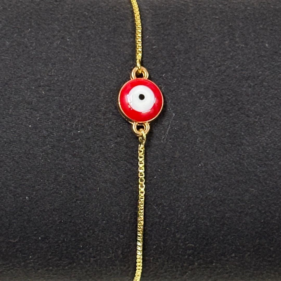 Gold-Plated Evil Eye Adjustable Bracelet