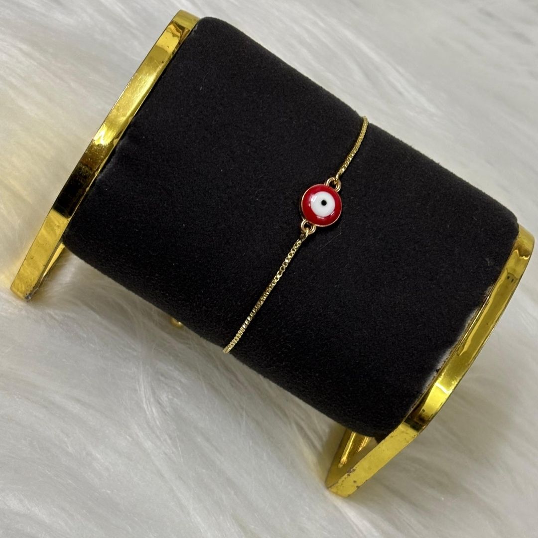 Gold-Plated Evil Eye Adjustable Bracelet