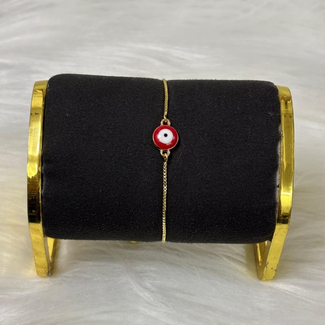Gold-Plated Evil Eye Adjustable Bracelet