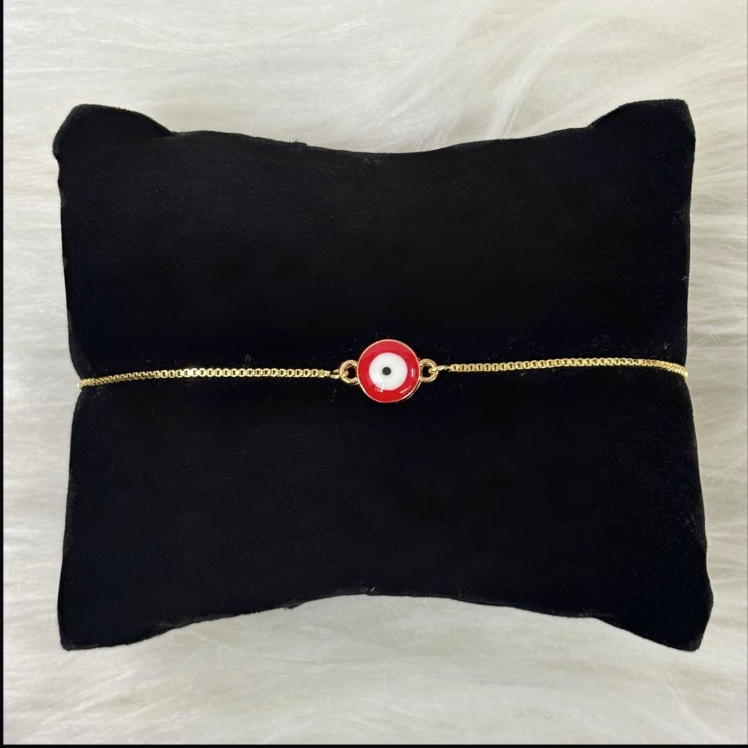 Gold-Plated Evil Eye Adjustable Bracelet