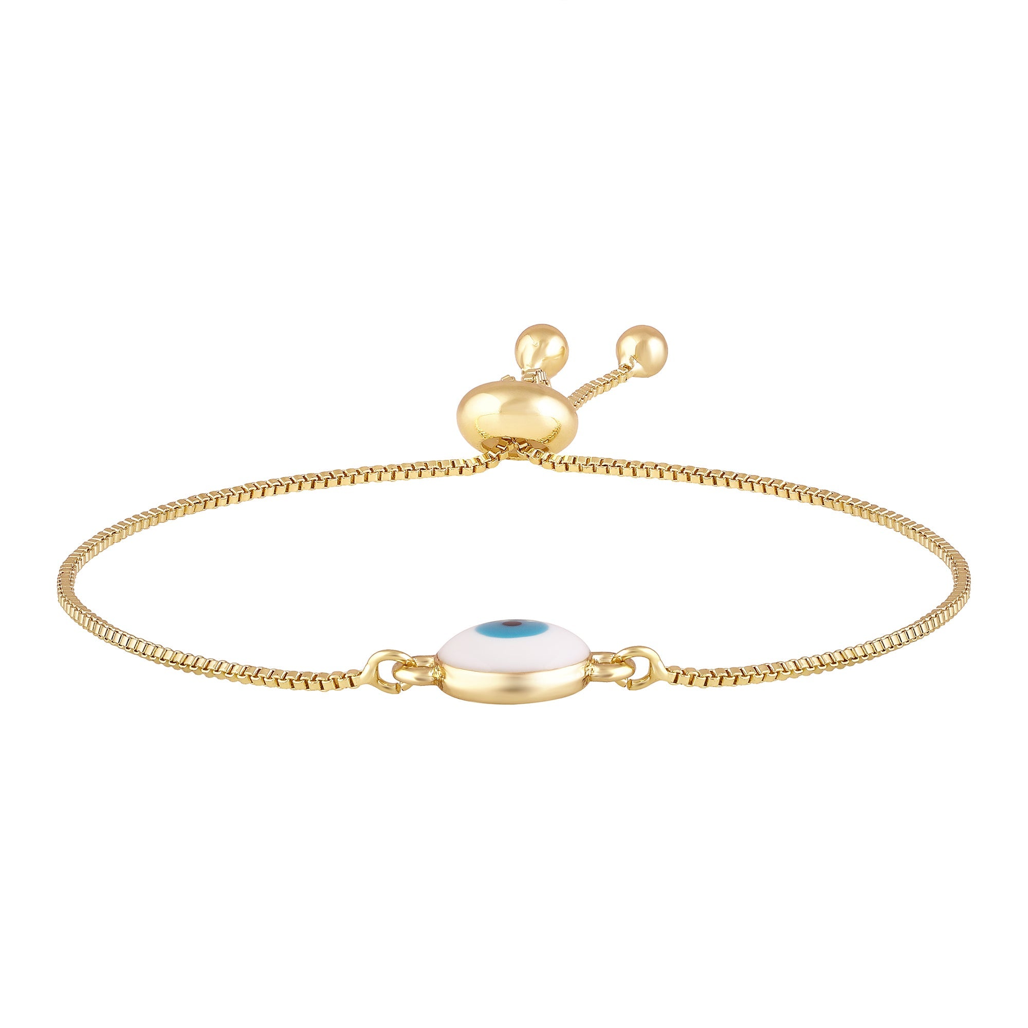 Gold-Plated Evil Eye Adjustable Bracelet