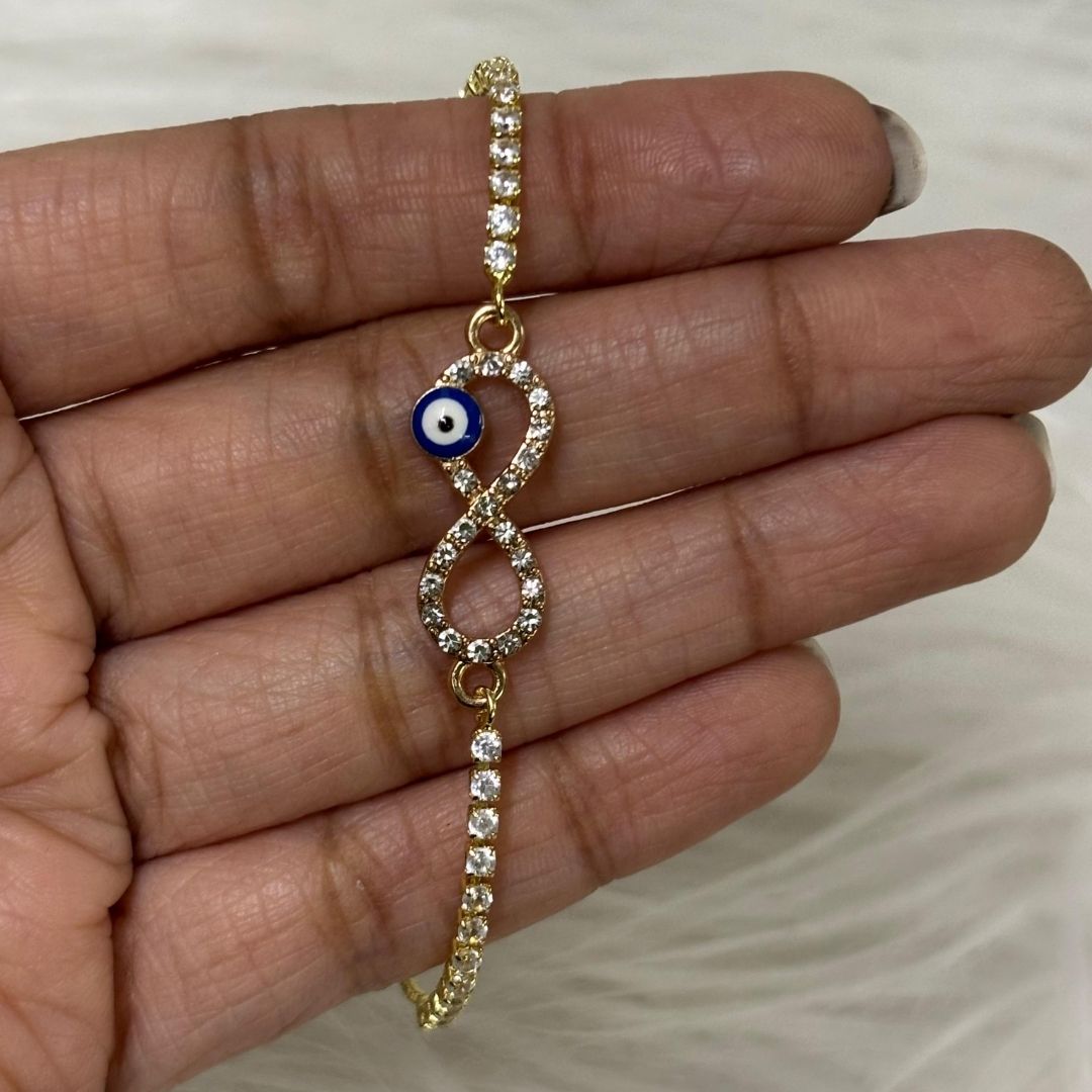 Evil Eye Infinity Bracelet with Cubic Zirconia