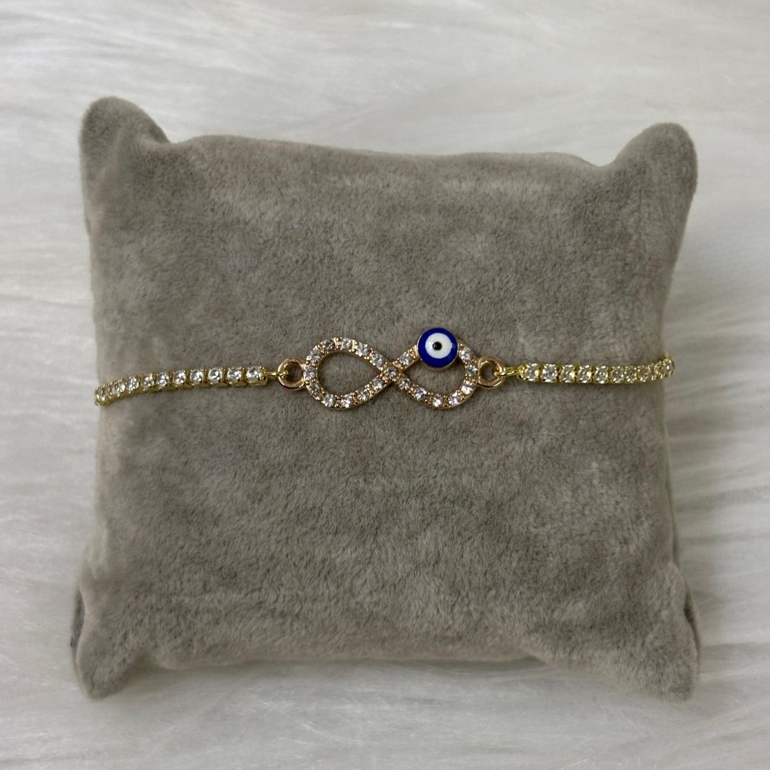 Evil Eye Infinity Bracelet with Cubic Zirconia