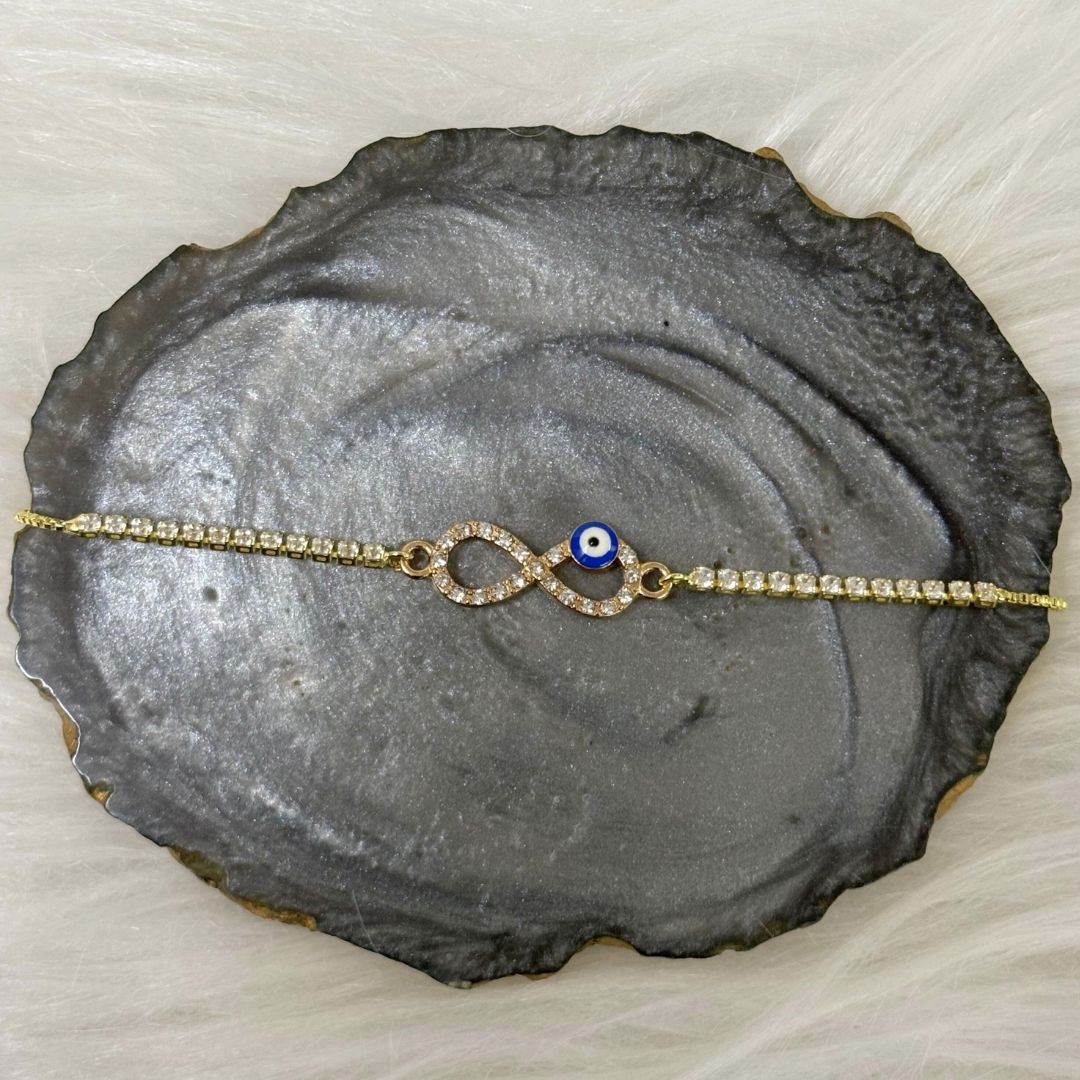 Evil Eye Infinity Bracelet with Cubic Zirconia