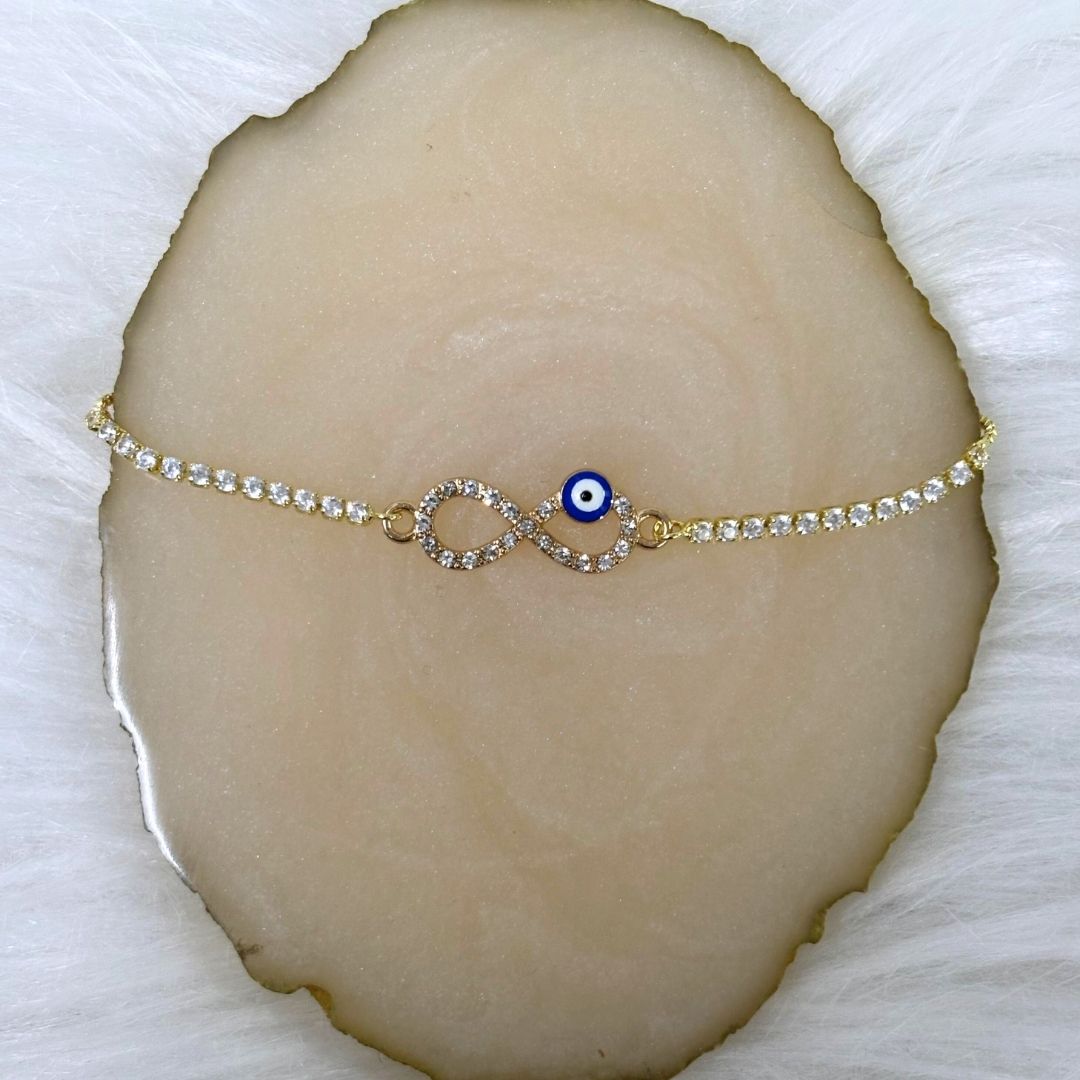 Evil Eye Infinity Bracelet with Cubic Zirconia