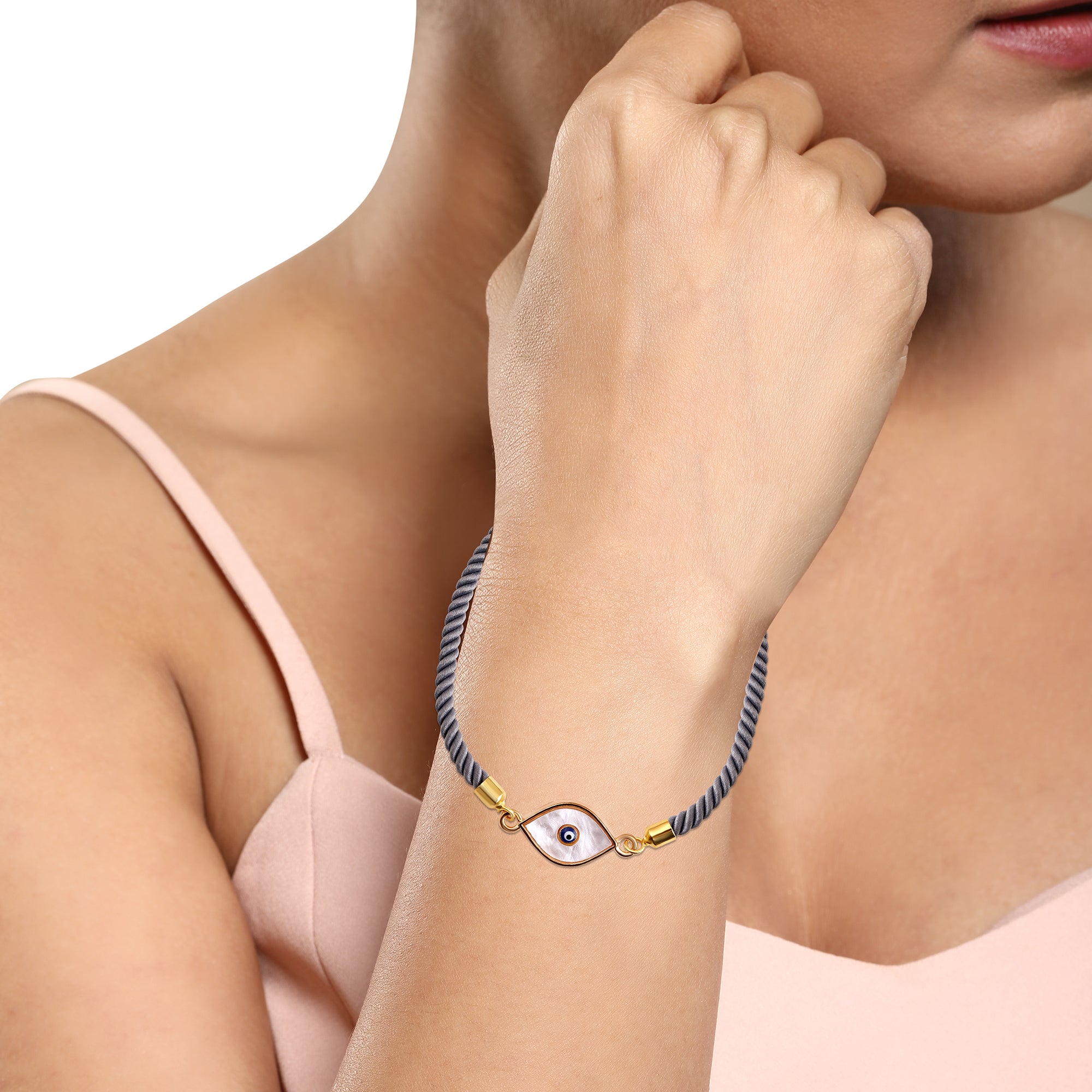 Gold-Plated Evil Eye Adjustable Bracelet