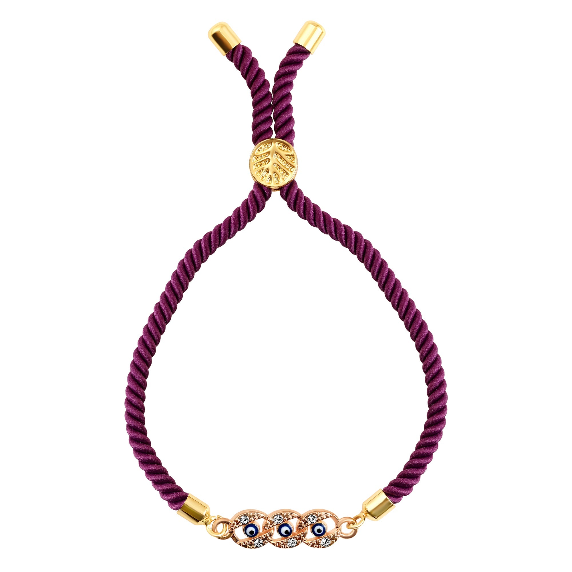 Adjustable Gold-Plated Evil Eye Bracelet
