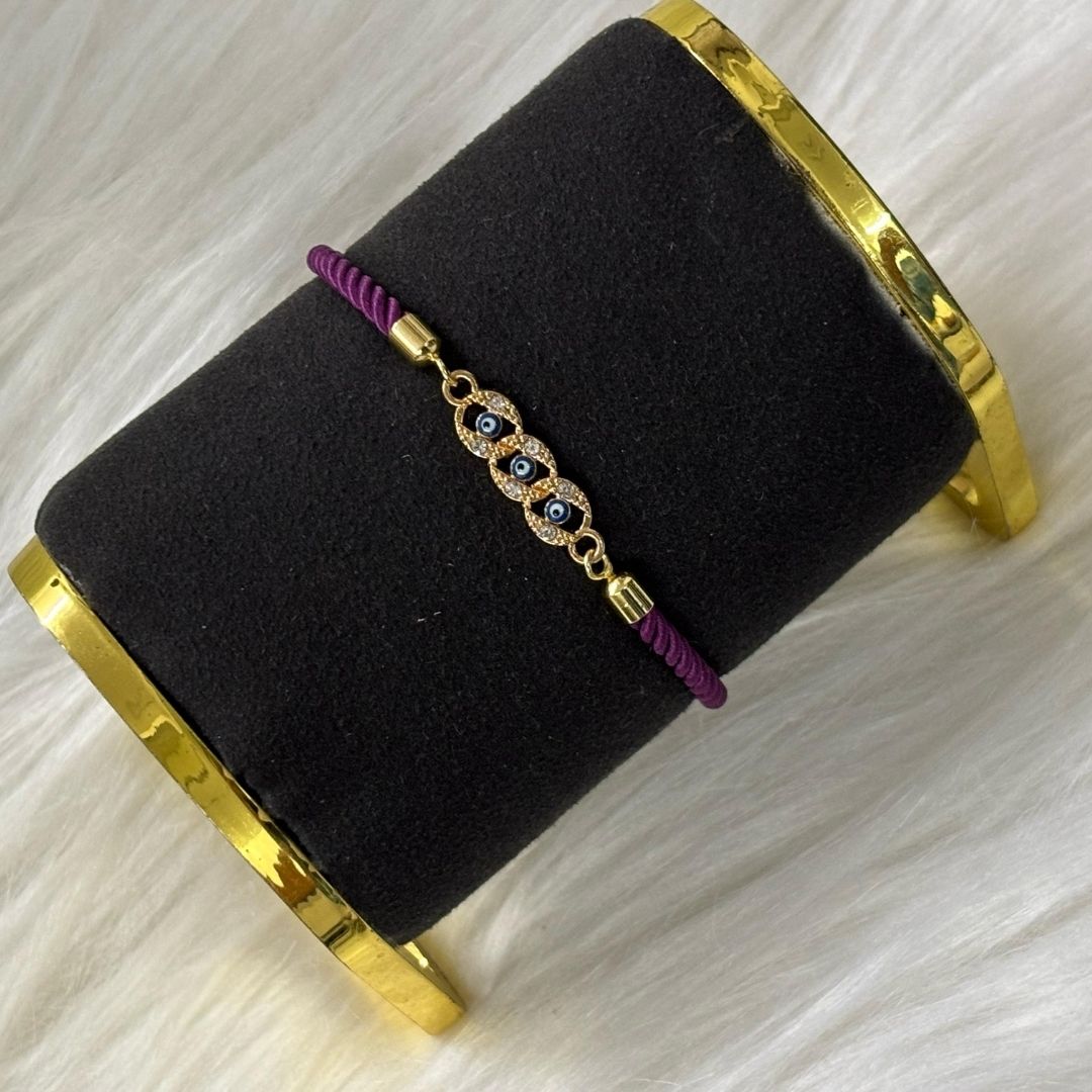 Adjustable Gold-Plated Evil Eye Bracelet