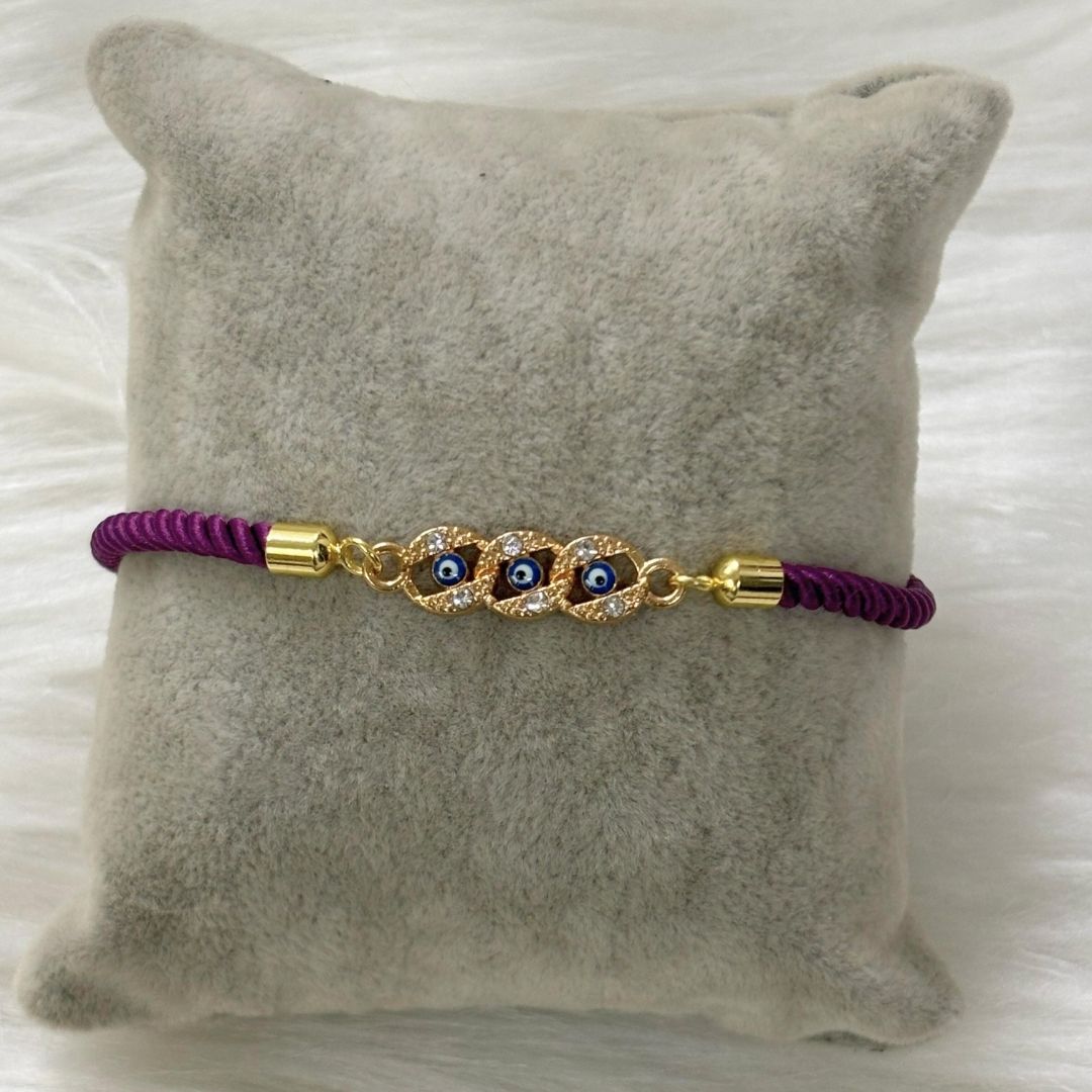 Adjustable Gold-Plated Evil Eye Bracelet