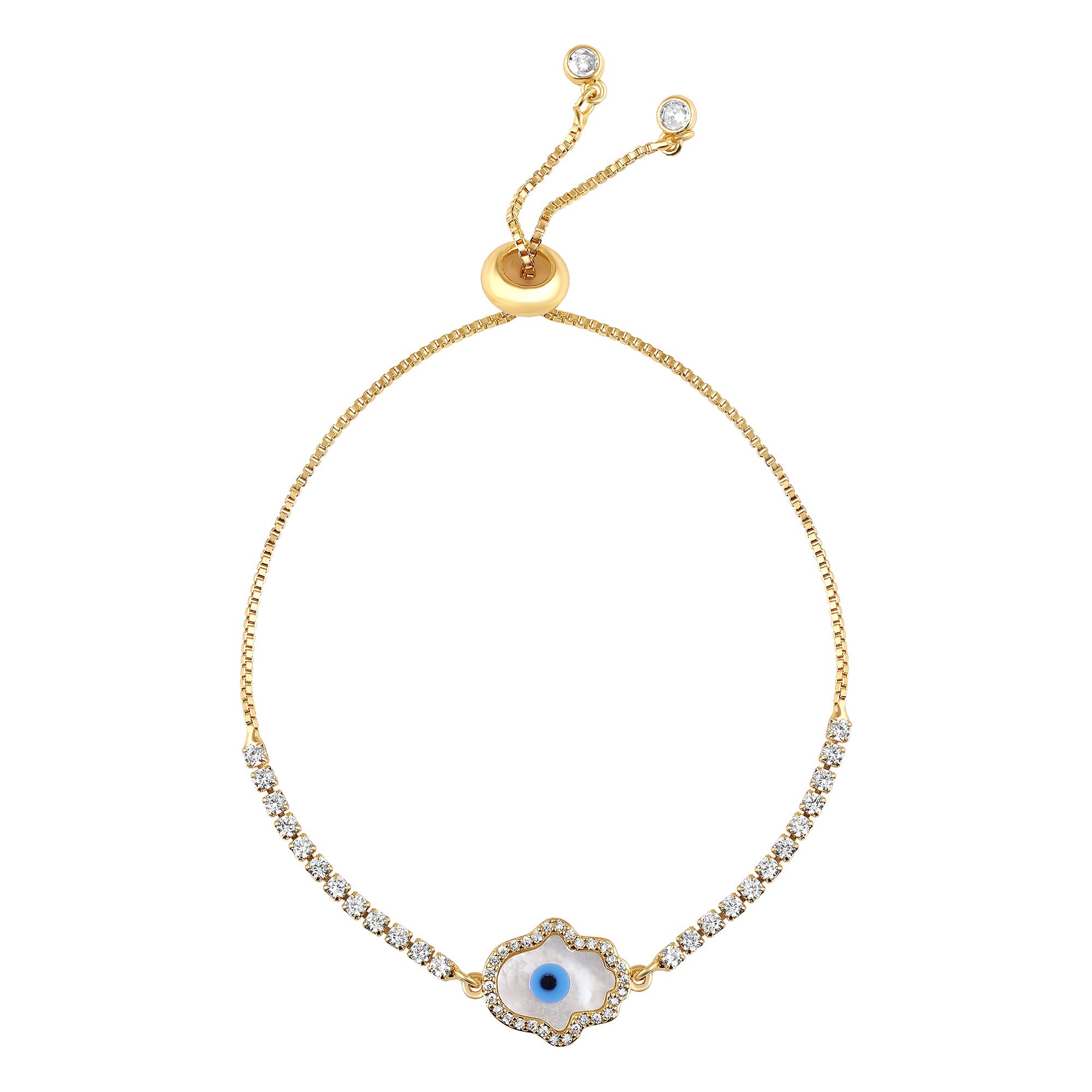 Gold Plated Evil Eye Hamsa Bracelet