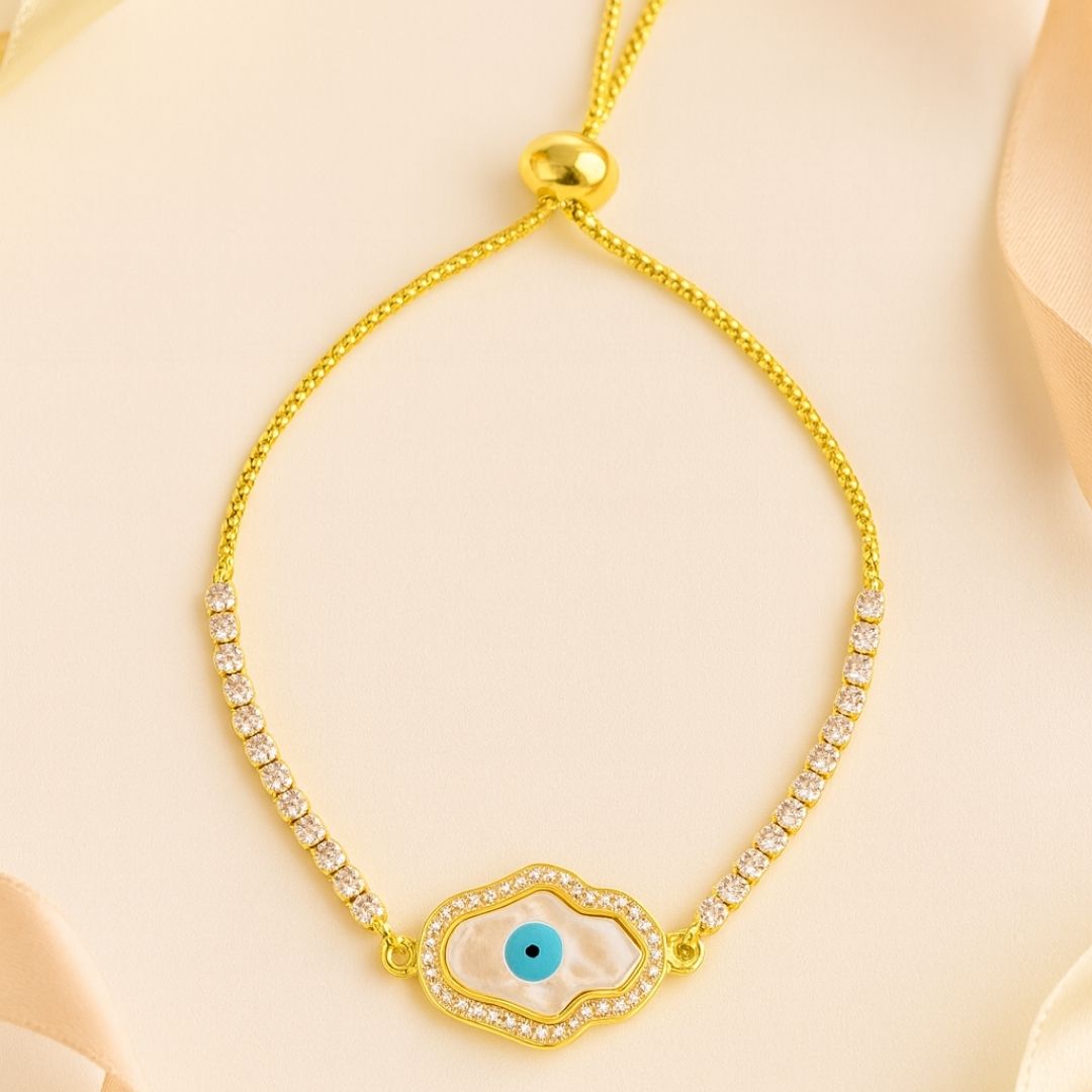 Evil Eye Hamsa Bracelet with Cubic Zirconia