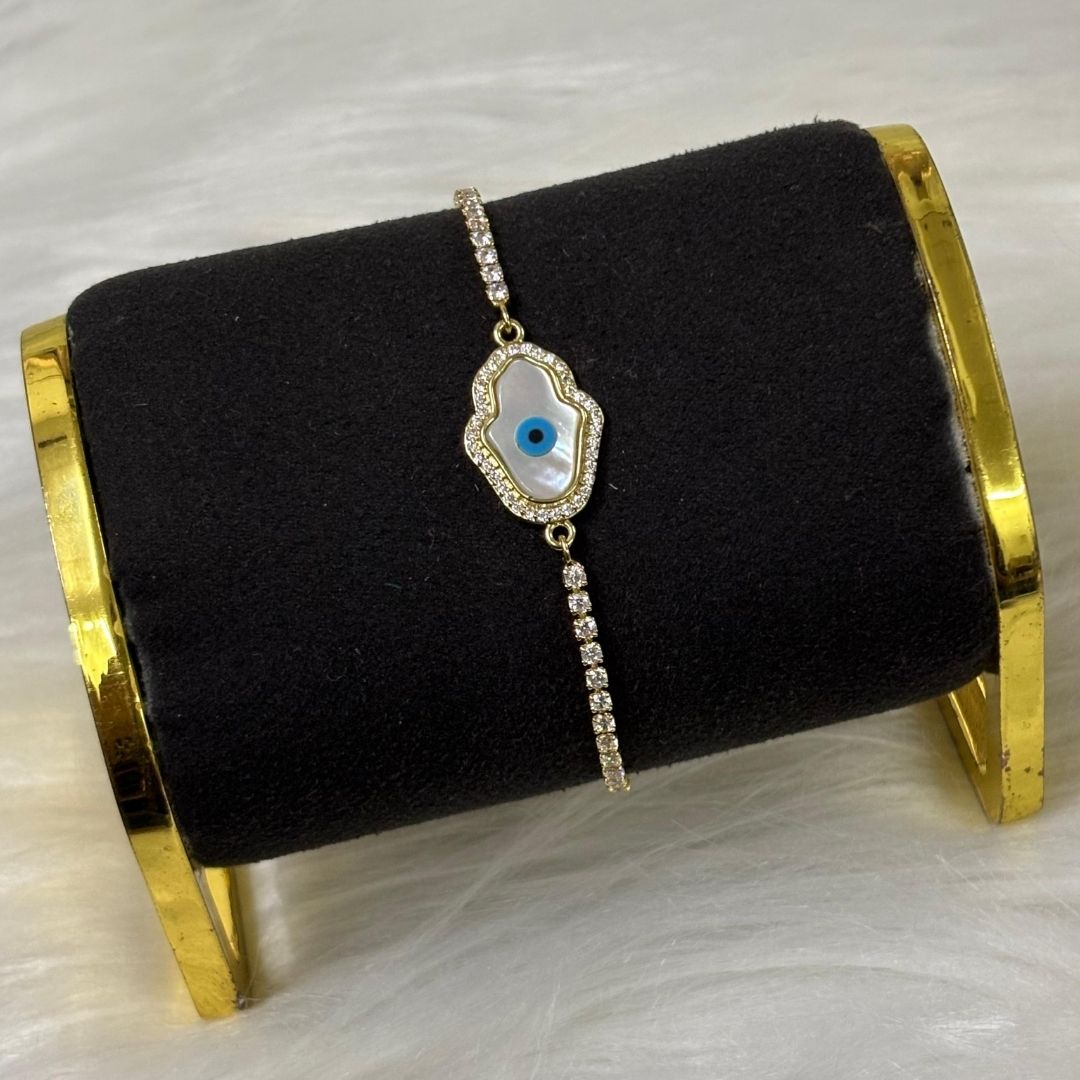 Evil Eye Hamsa Bracelet with Cubic Zirconia