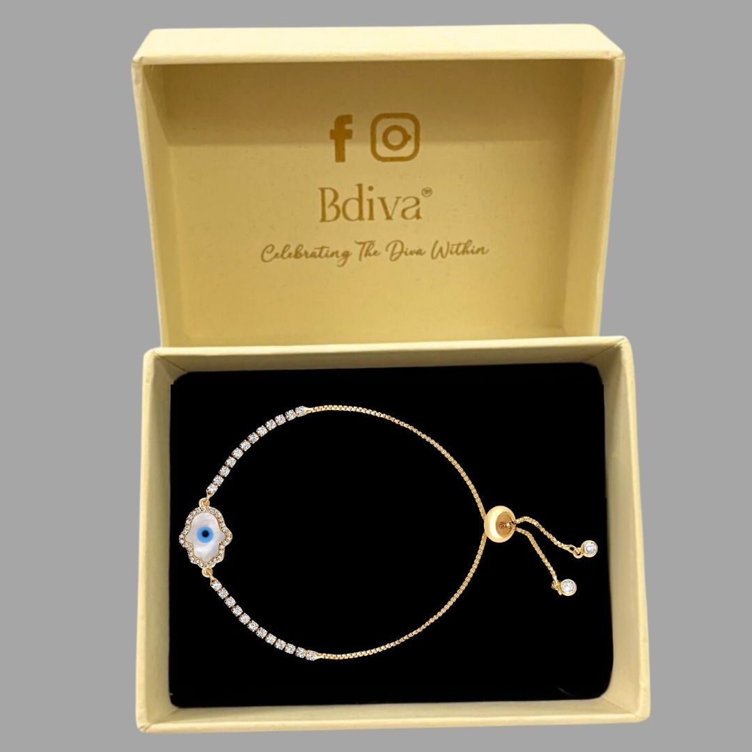 Gold Plated Evil Eye Hamsa Bracelet
