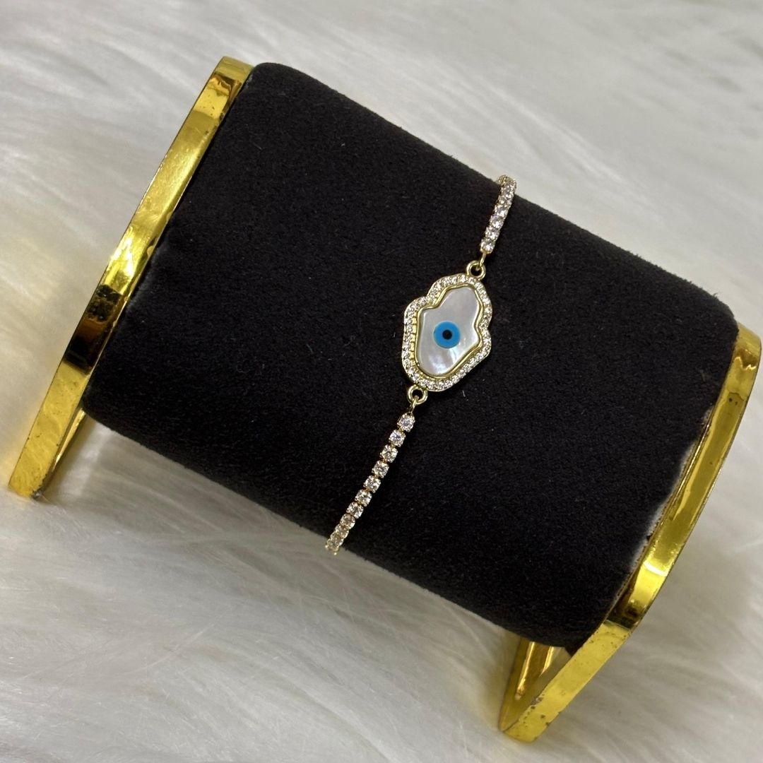 Evil Eye Hamsa Bracelet with Cubic Zirconia