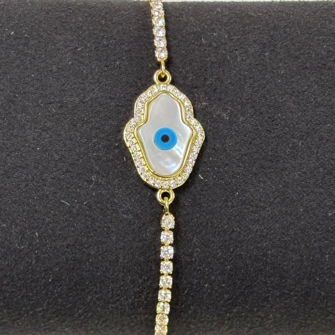 Evil Eye Hamsa Bracelet with Cubic Zirconia
