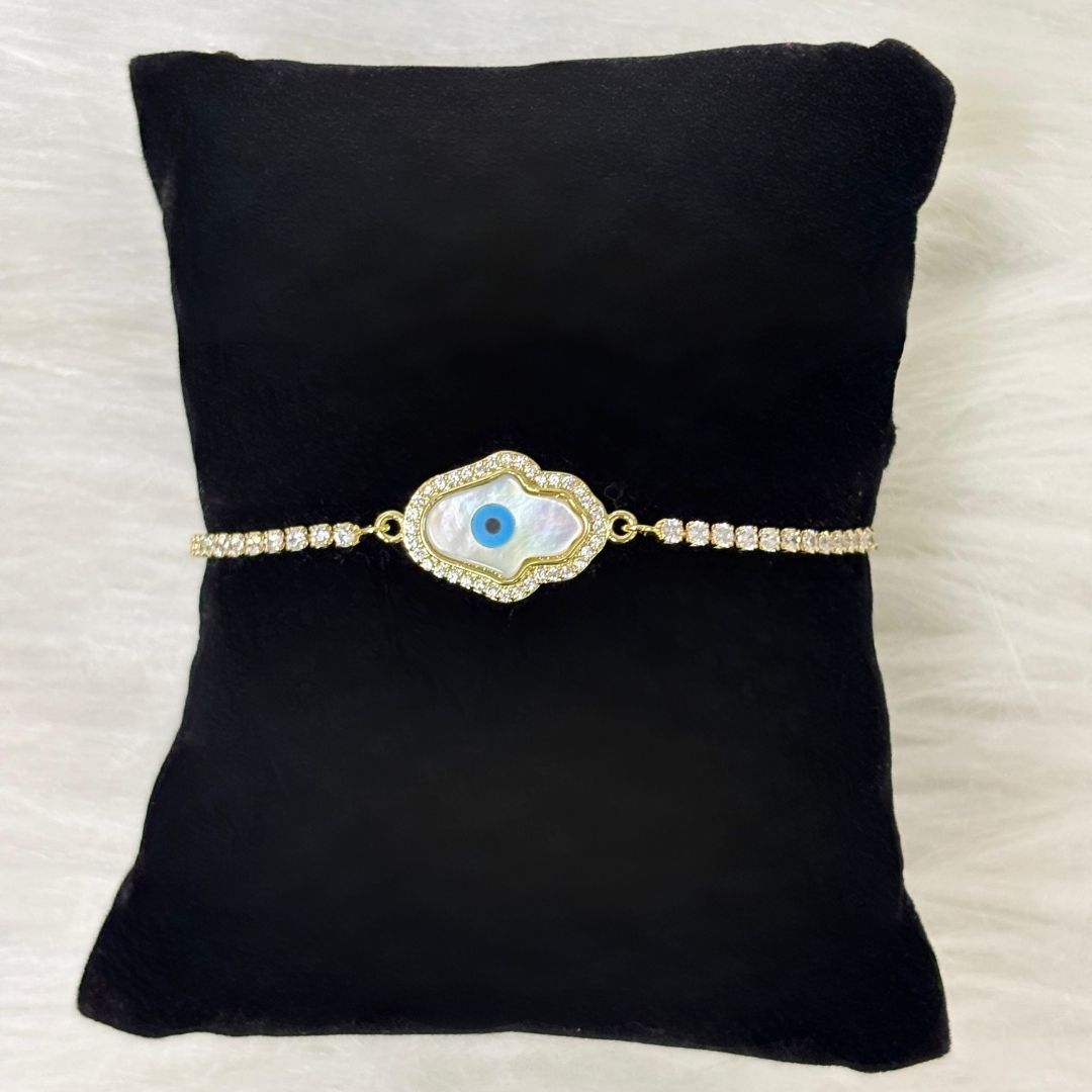 Evil Eye Hamsa Bracelet with Cubic Zirconia