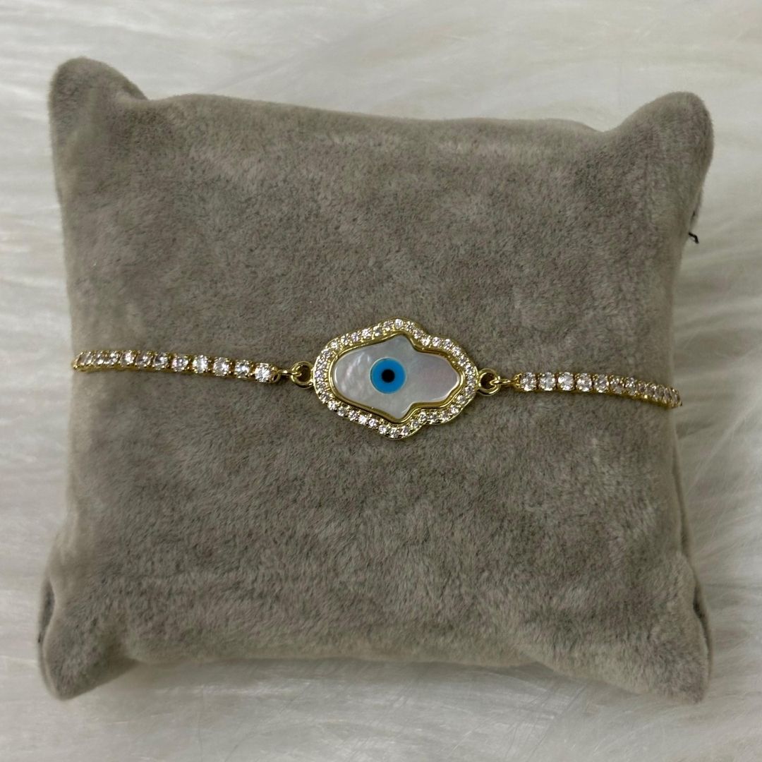Evil Eye Hamsa Bracelet with Cubic Zirconia
