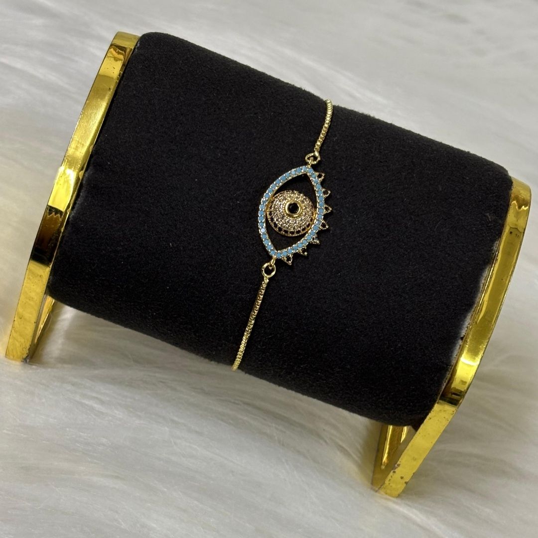 Gold-Plated Evil Eye Adjustable Bracelet