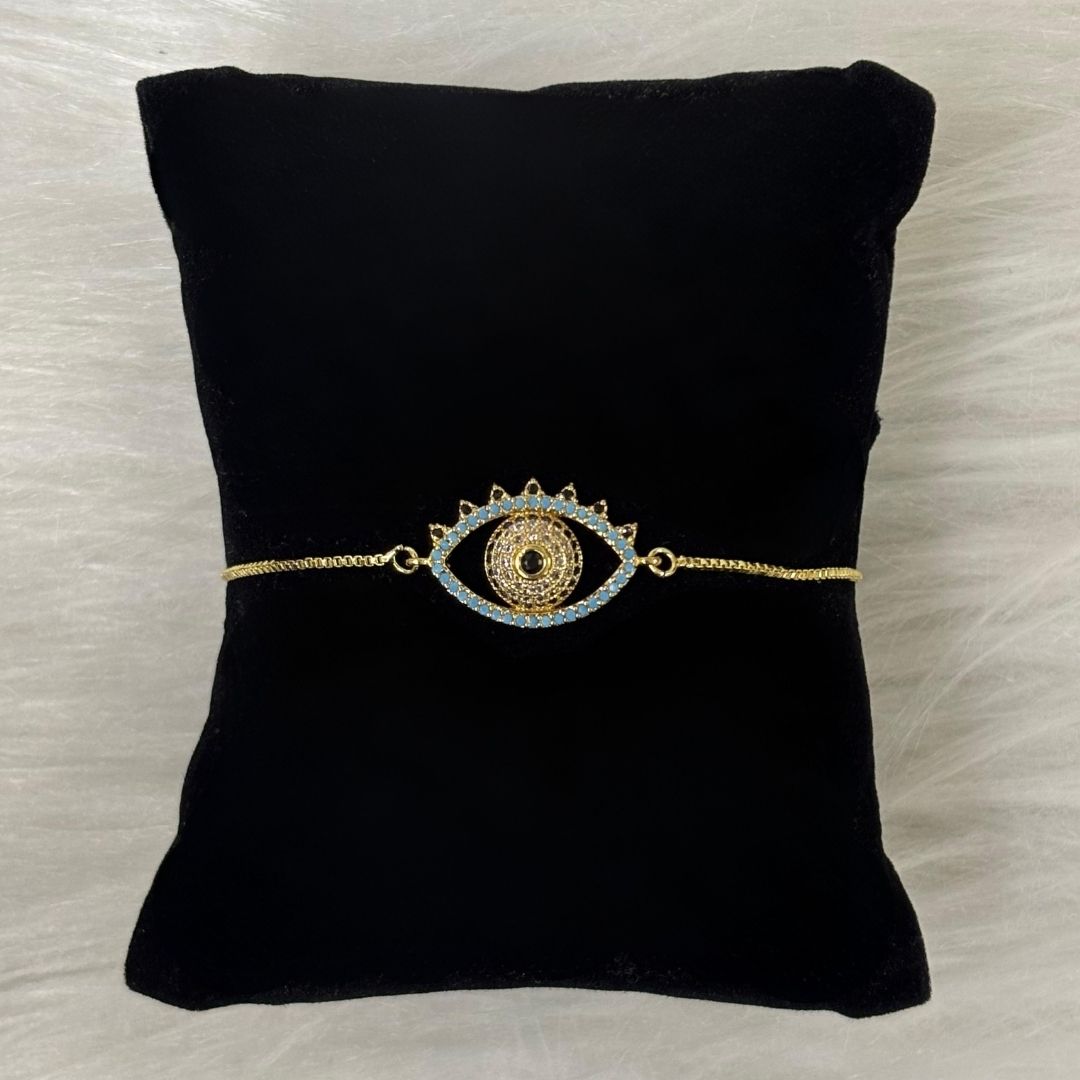 Gold-Plated Evil Eye Adjustable Bracelet