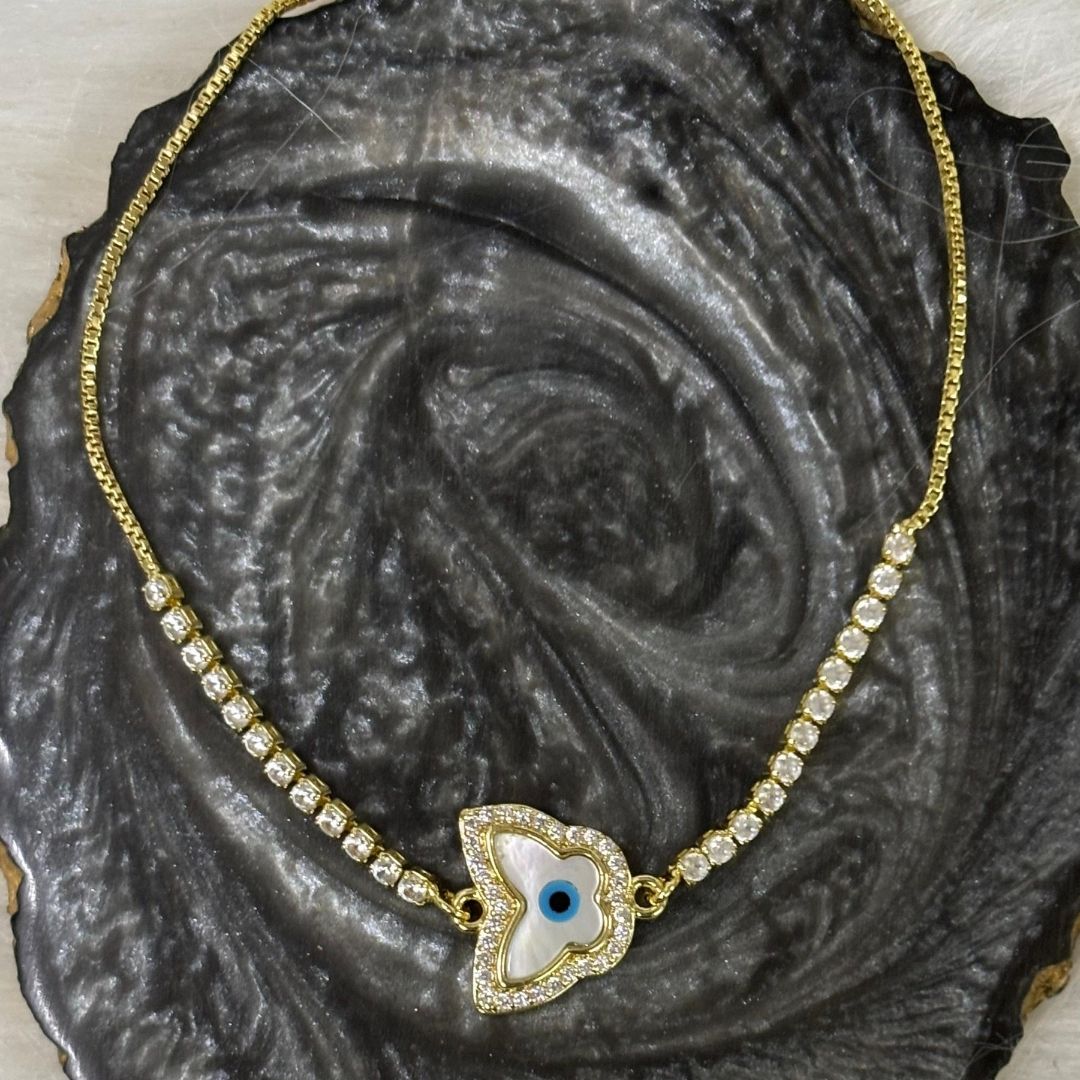 Evil Eye Butterfly Bracelet with Cubic Zirconia